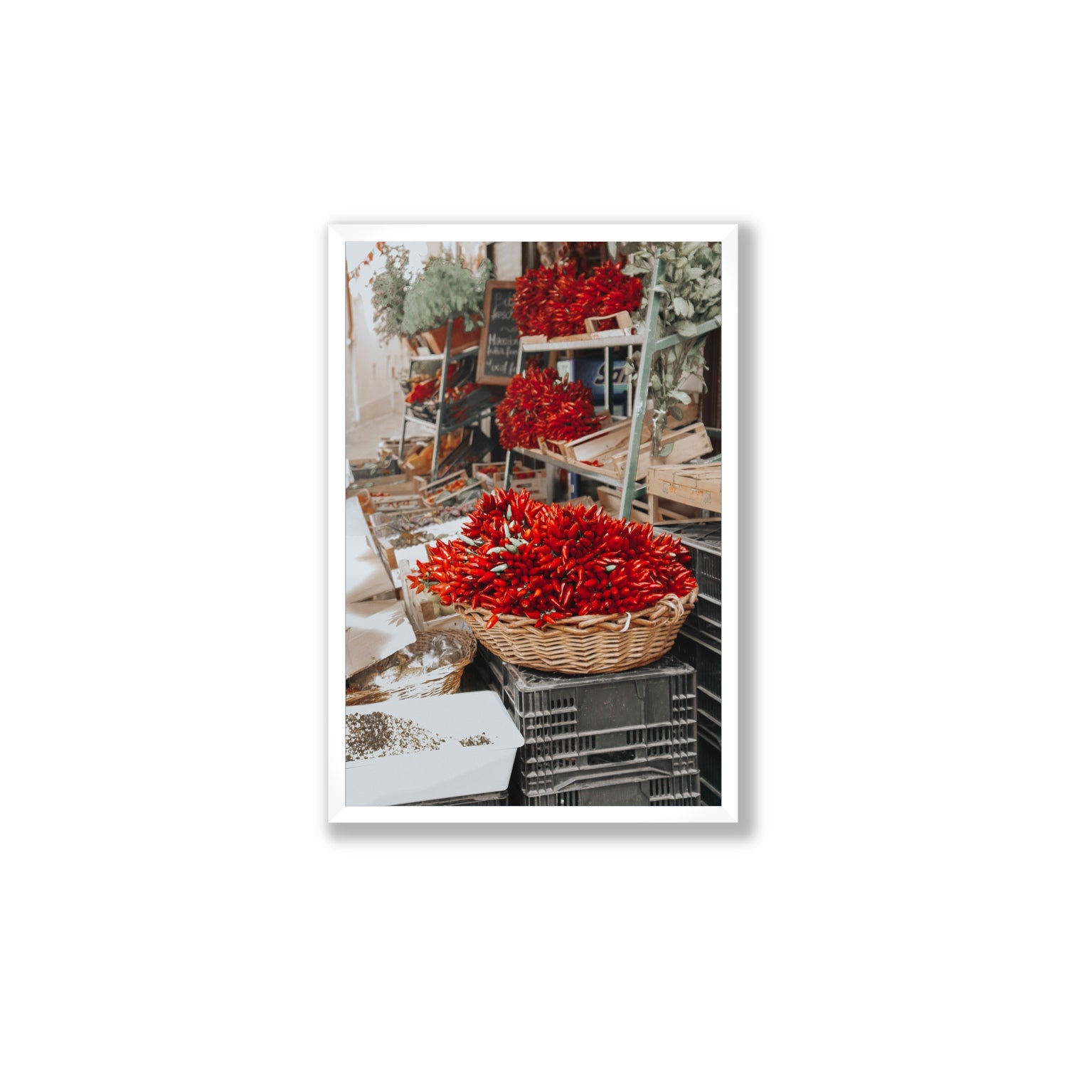 Fiery Cluster Puglia Italian wall art Large full-bleed fine art print in white frame