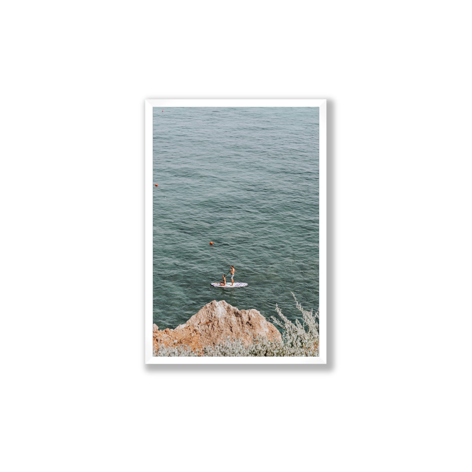 Into The Vibe Without Getting Wet Tuscany coastal wall art Large full-bleed fine art print in white frame