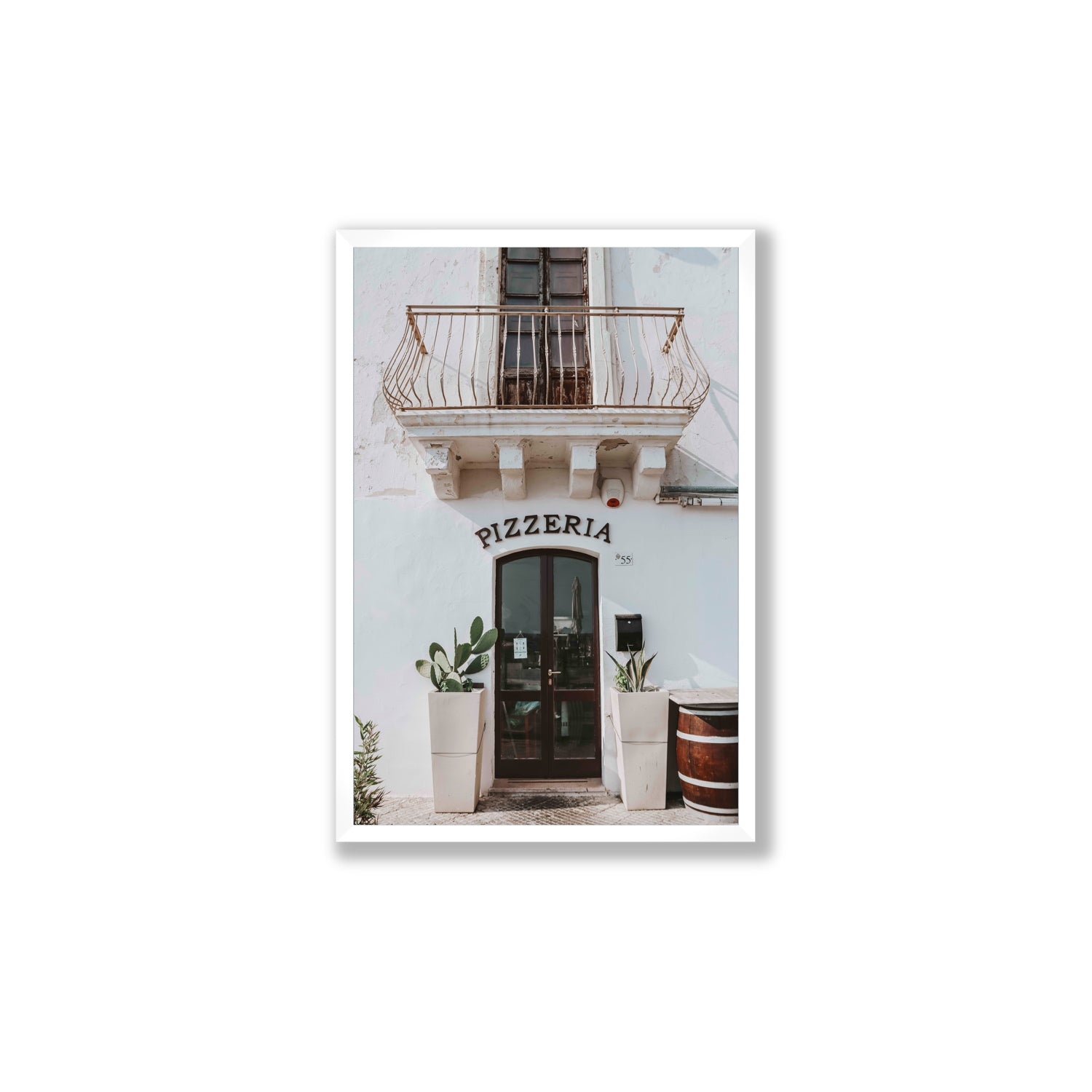 Pizzeria Puglia Italian wall art Large full-bleed fine art print in white frame