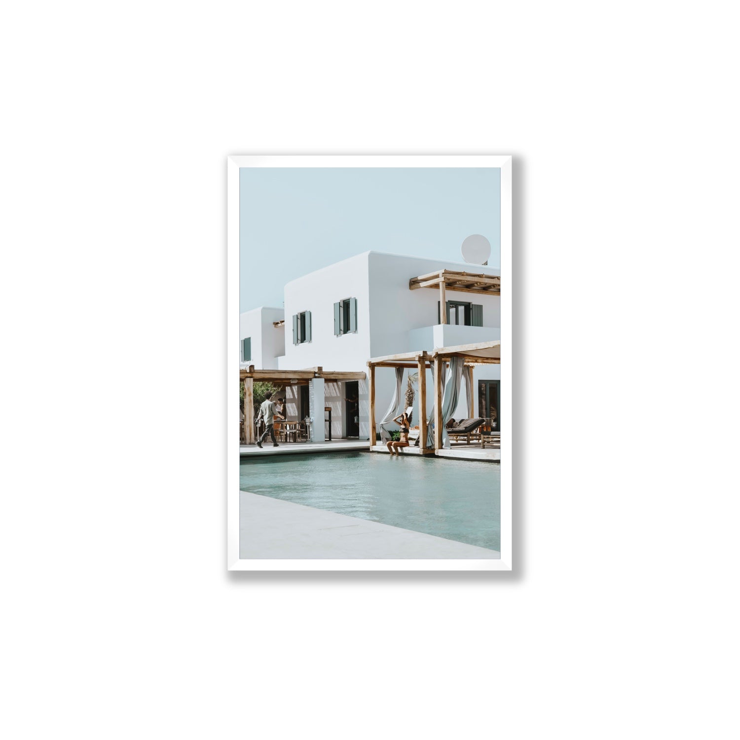 Aphrodite Mykonos Greek island wall art Large full-bleed fine art print in white frame