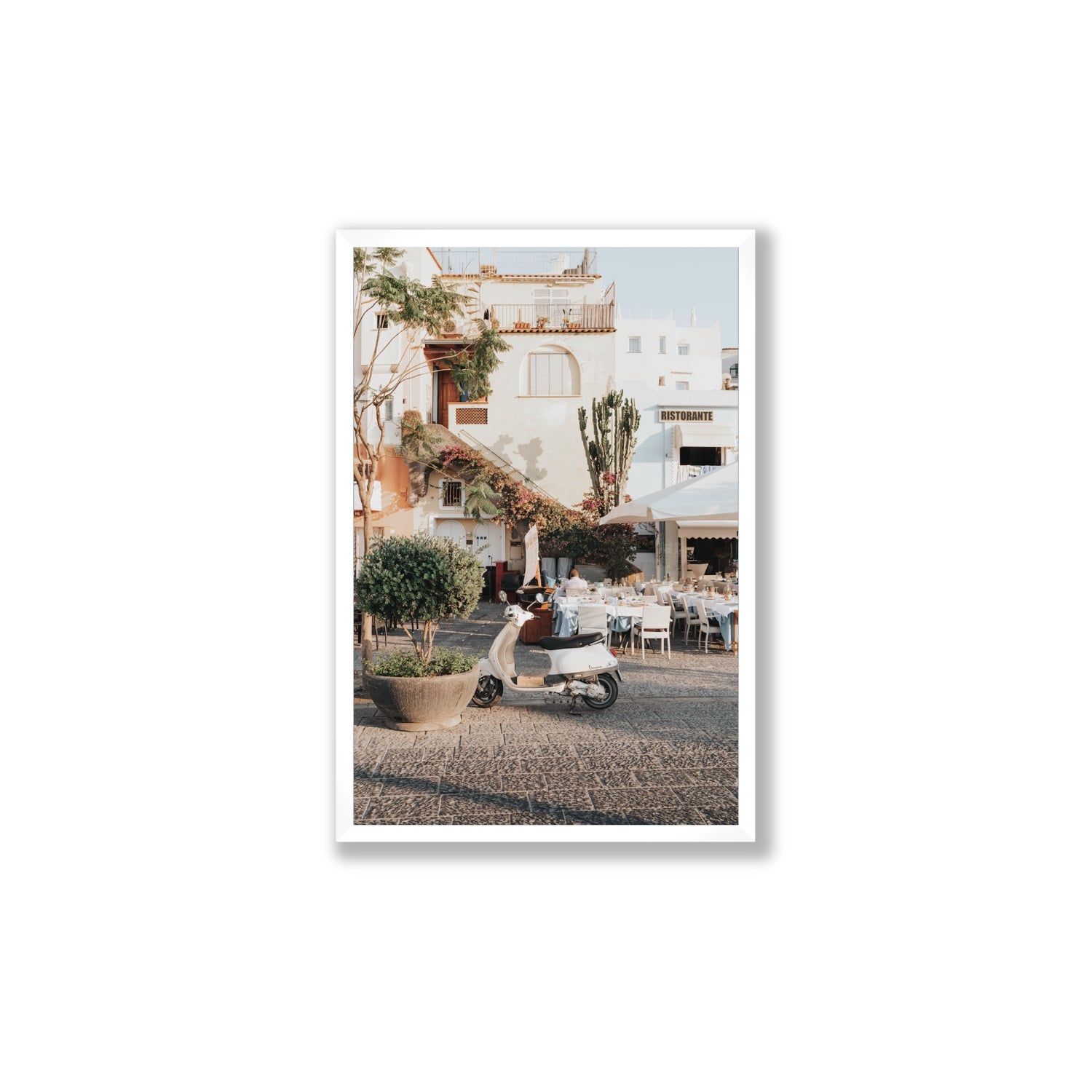Ristorante Ischia Italian Mediterranean decor wall art Large full-bleed fine art print in white frame
