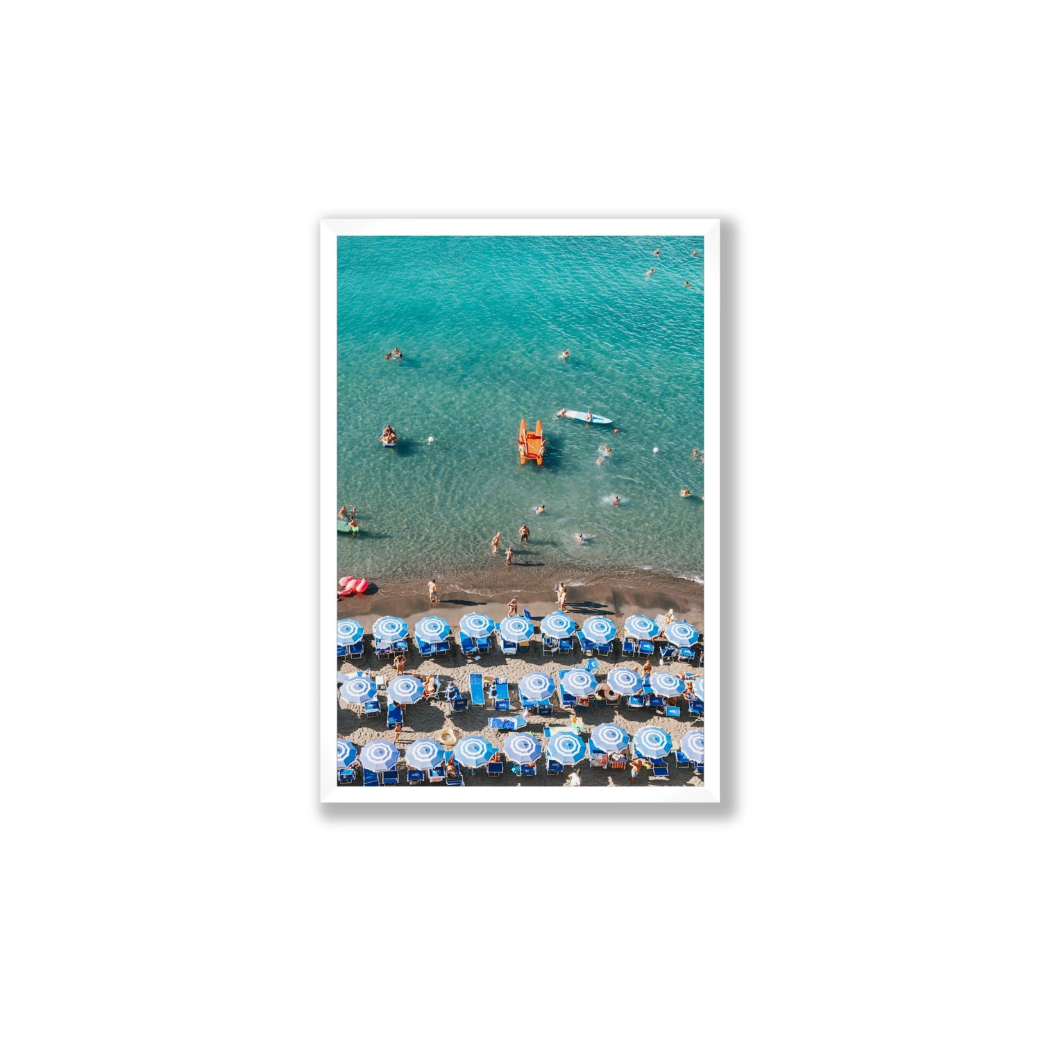 Aquamarine Oasis Sorrento Italian coastal wall art Large full-bleed fine art print in white frame