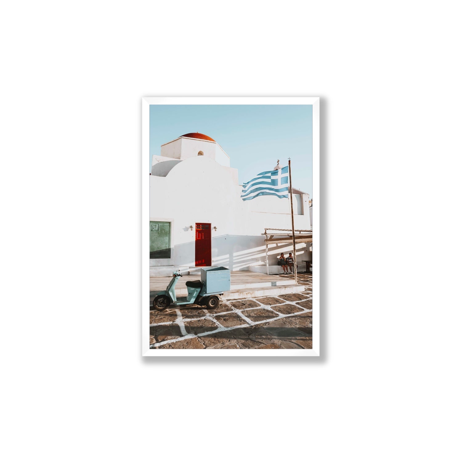 Mykonos Postcard fine art print, Mykonos, Greece, Large, White Frame · Full Bleed, Fine Art Print