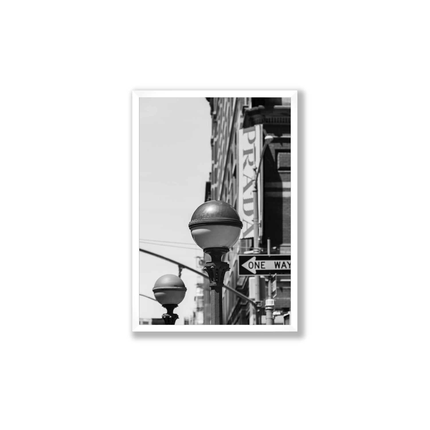 Subway Style New York NYC Black & White wall art Large full-bleed fine art print in white frame