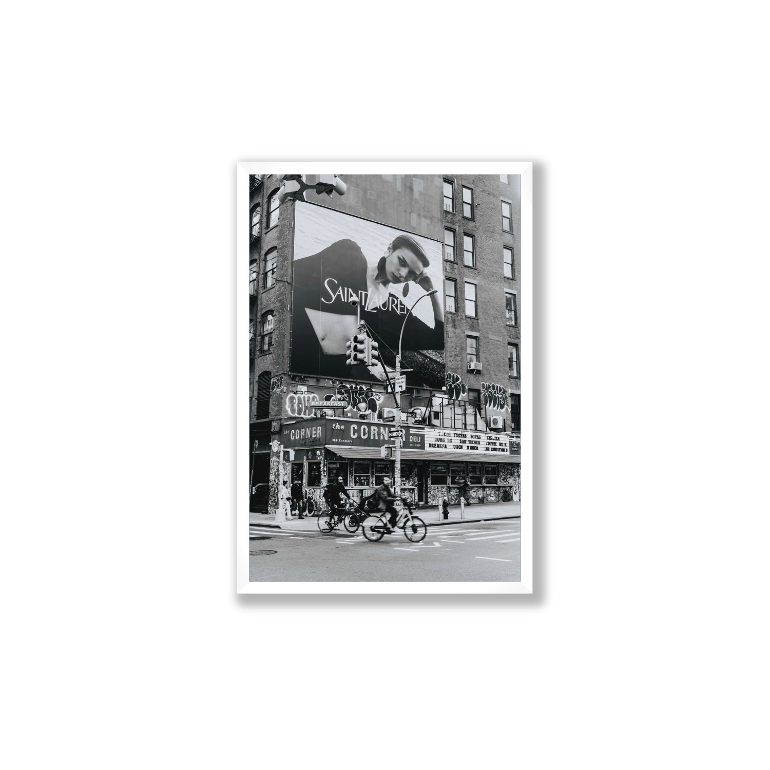 Runway To Rooftops New York NYC Black & White wall art Large full-bleed fine art print in white frame