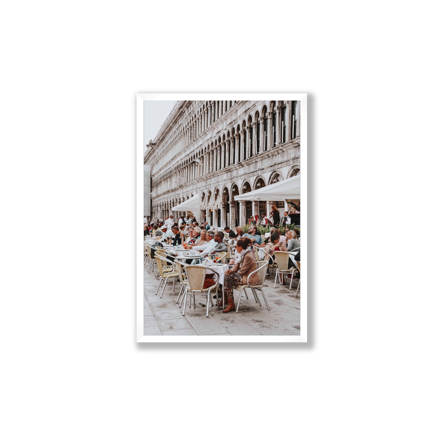 Lunchbreak Venice Italian wall art Large full-bleed fine art print in white frame