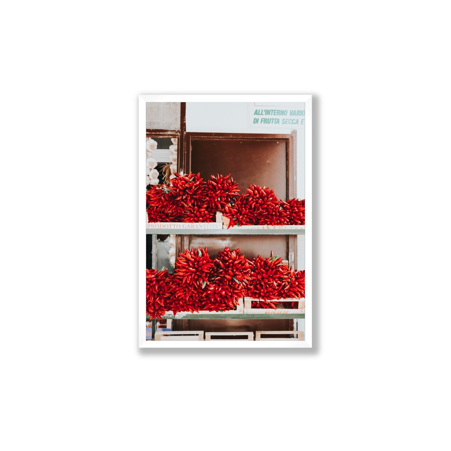 Hot Harvest Puglia Italian wall art Large full-bleed fine art print in white frame
