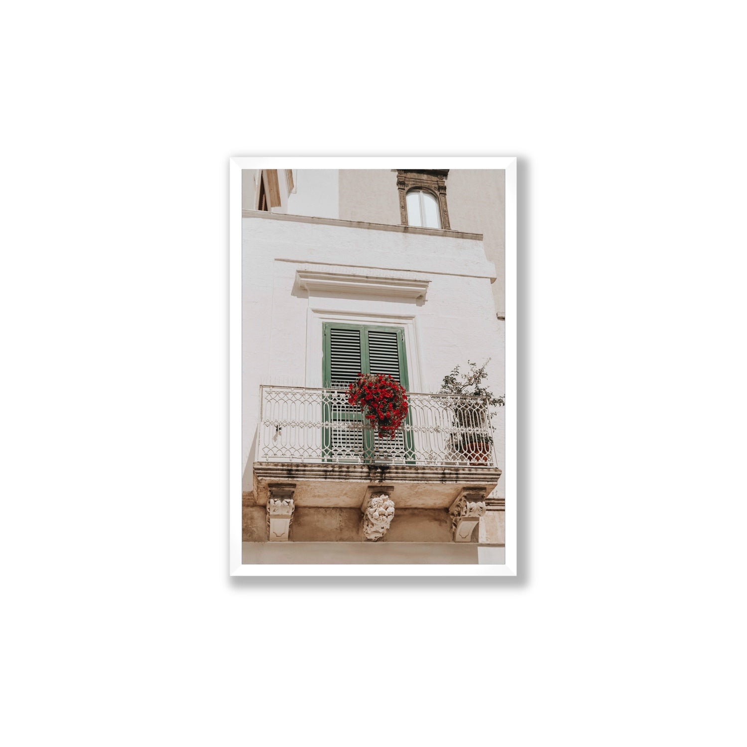 Balcone Estivo Puglia Italian wall art Large full-bleed fine art print in white frame