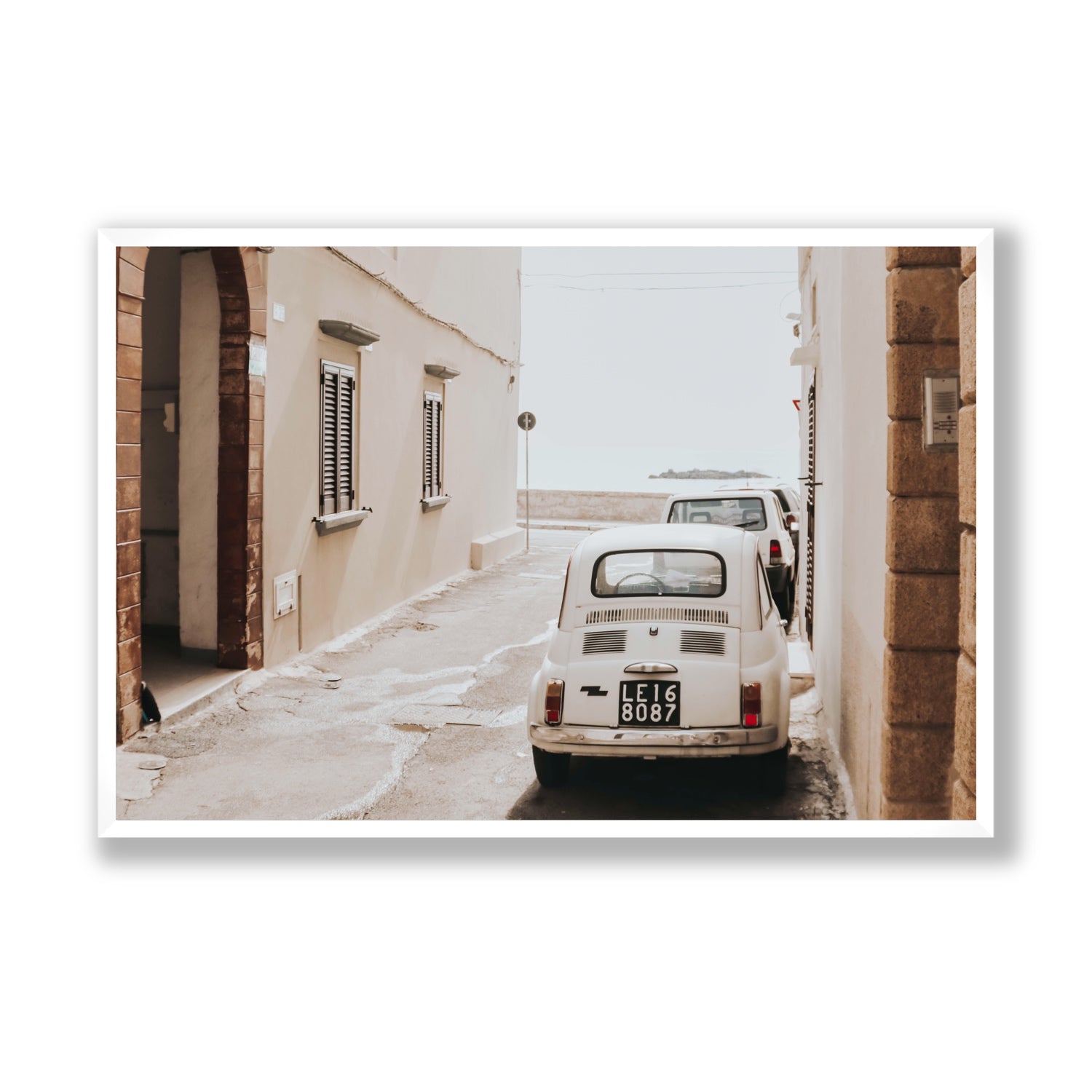 Bambini Lane Puglia Italian wall art Statement full-bleed fine art print in white frame