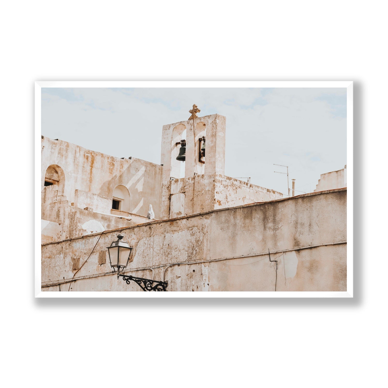 Ancient Bells Puglia Gallipoli Italian wall art Statement full-bleed fine art print in white frame