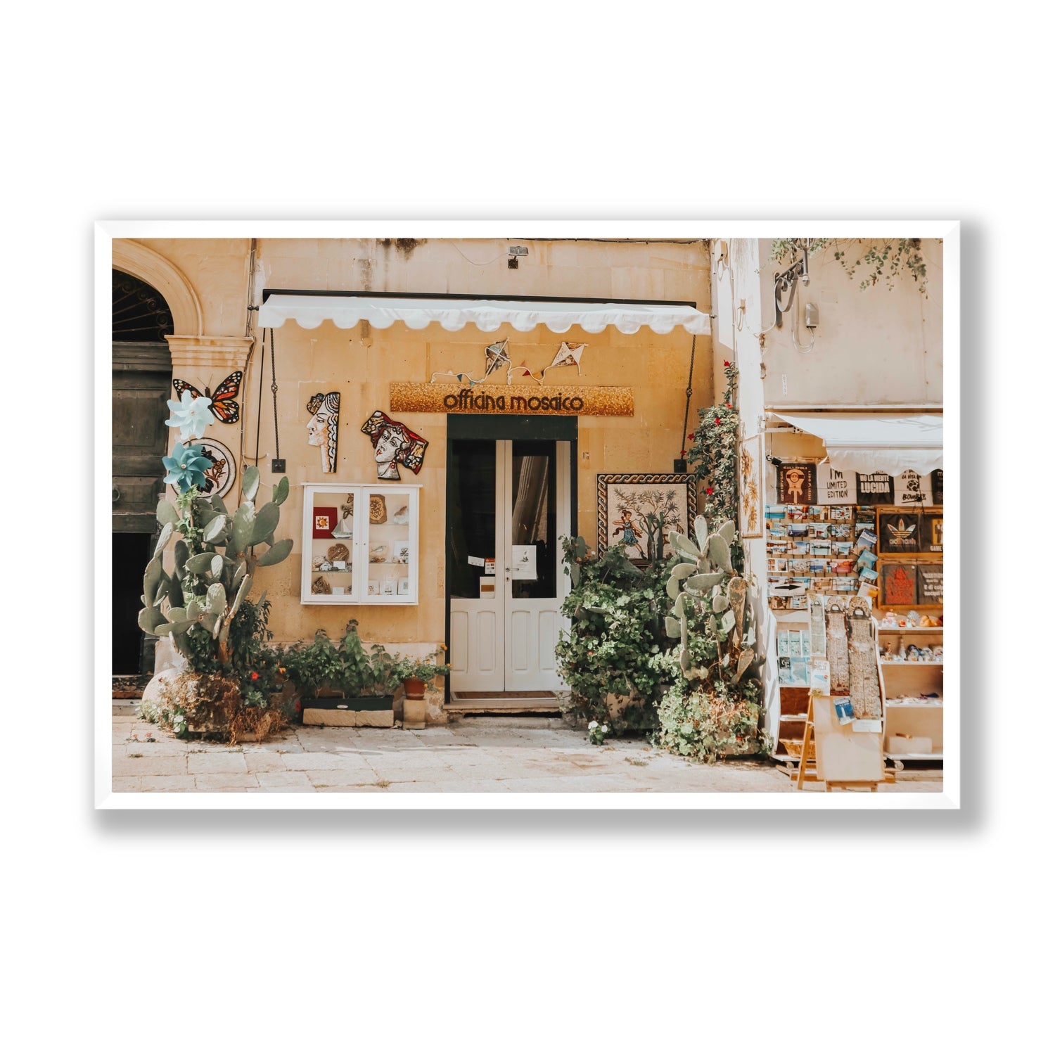 Mosaic Workshop Puglia Italian wall art Statement full-bleed fine art print in white frame