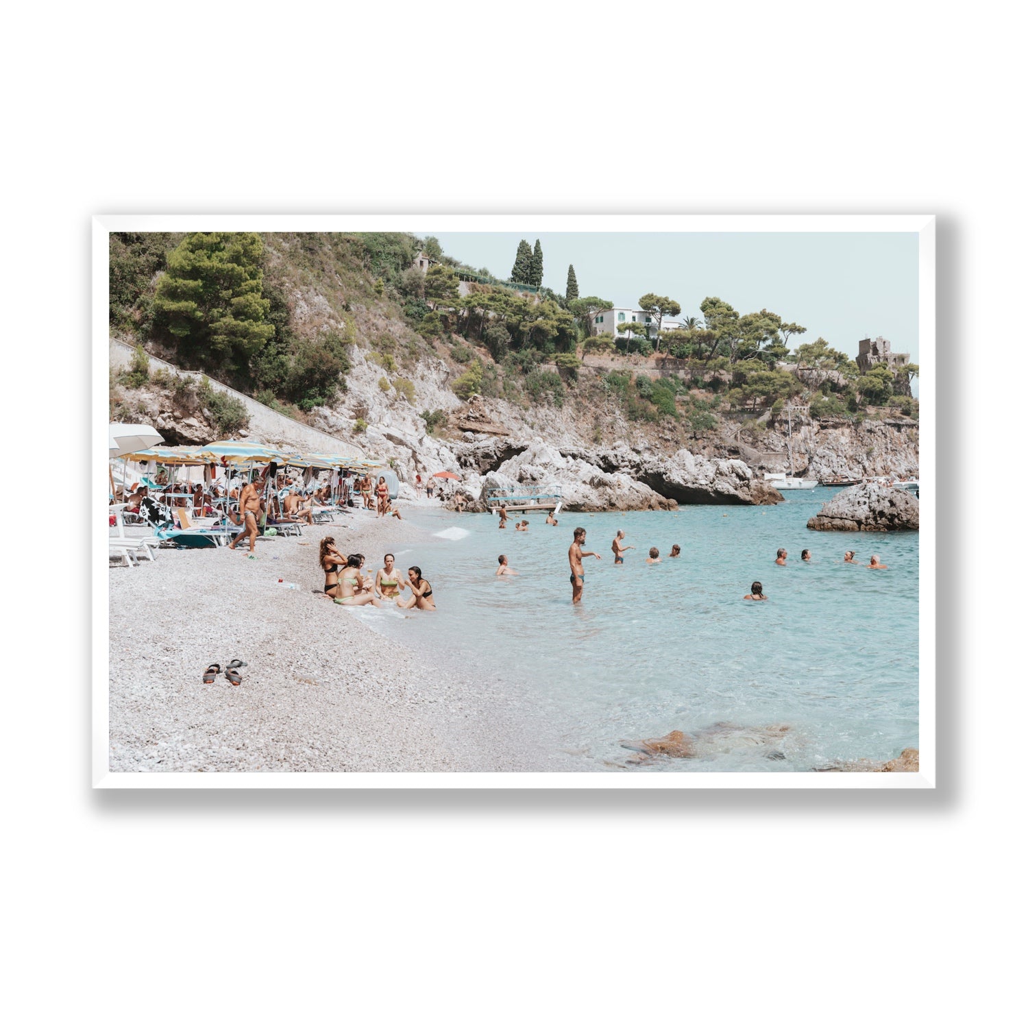 La Vacanza Amalfi Mediterranean wall art Statement full-bleed fine art print in white frame