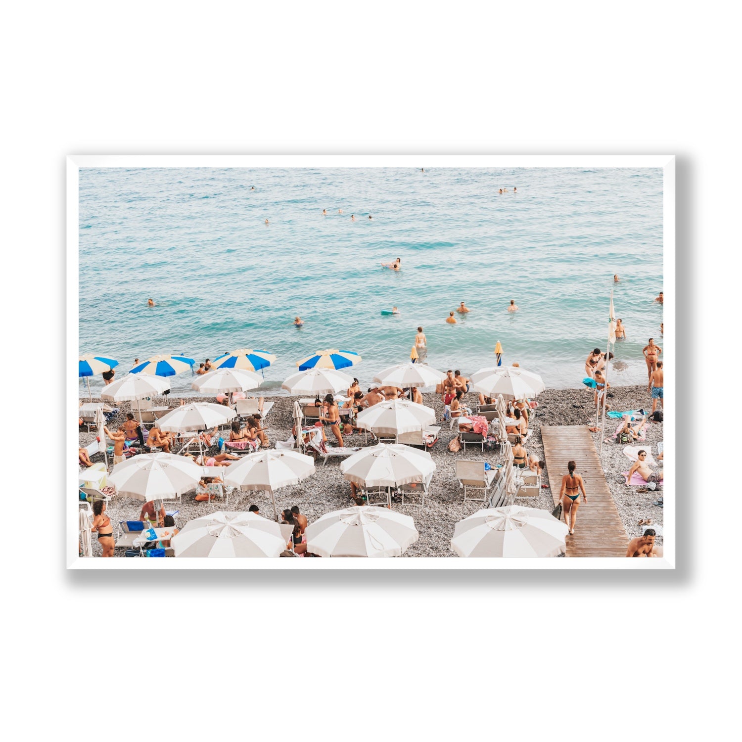 Dreamscape Amalfi Italian beach wall art Statement full-bleed fine art print in white frame