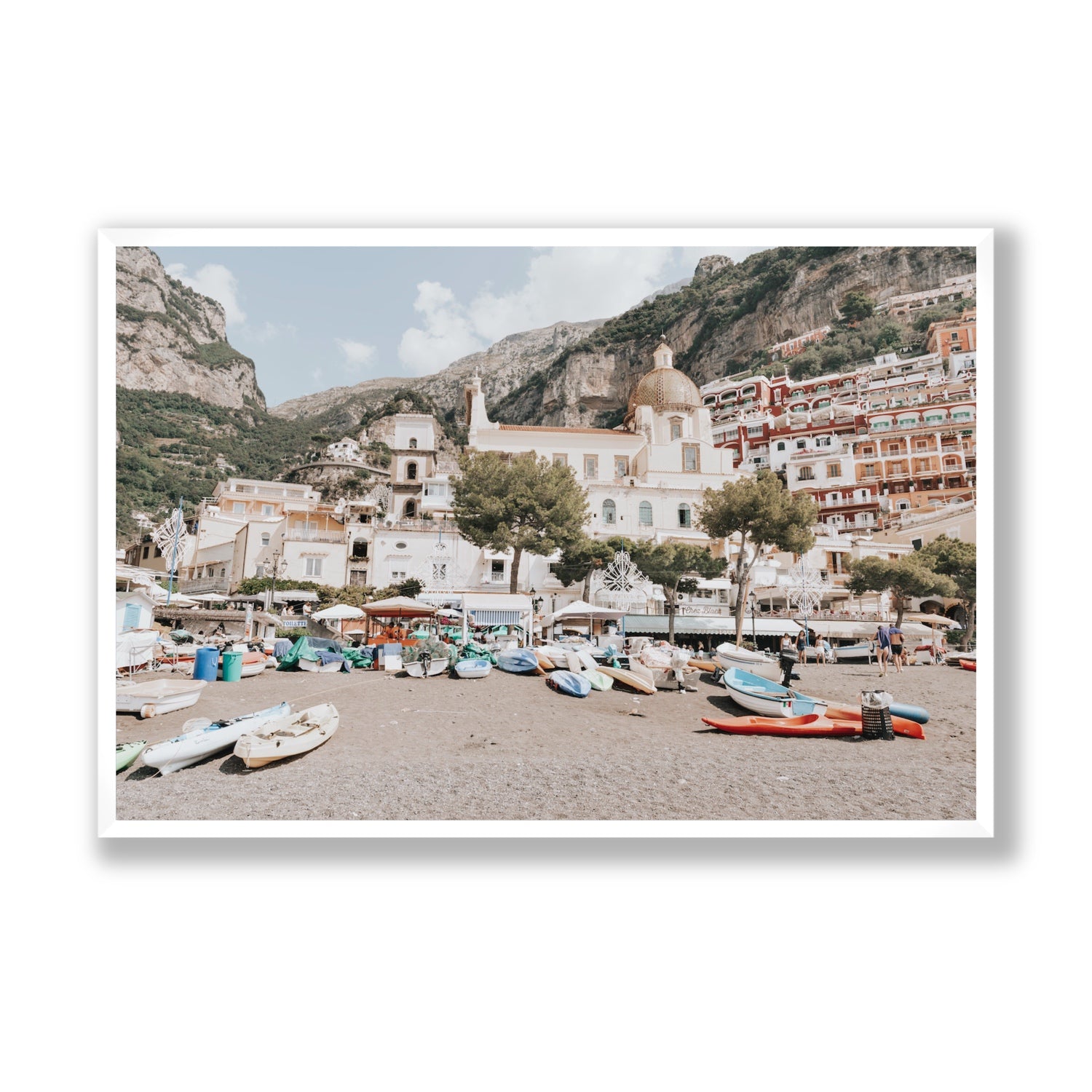 Pastel Paradise fine art print, Positano, Italy, Statement, White Frame · Full Bleed, Fine Art Print
