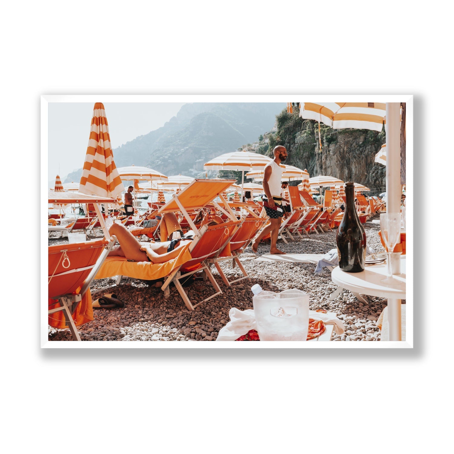 Zesty Shade Positano wall art Statement full-bleed fine art print in white frame