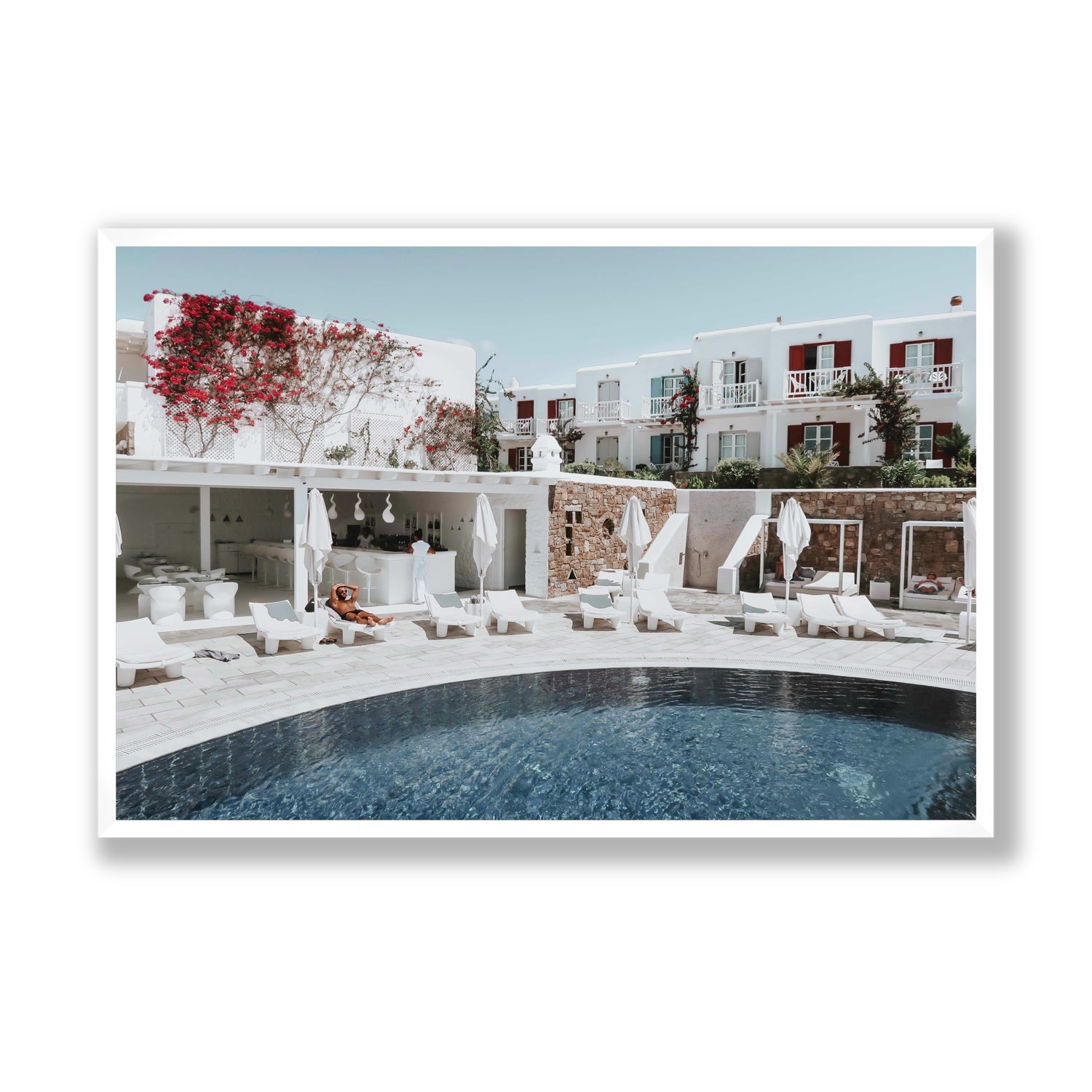 Got The First Lounge fine art print, Mykonos, Greece, Statement, White Frame · Full Bleed, Fine Art Print
