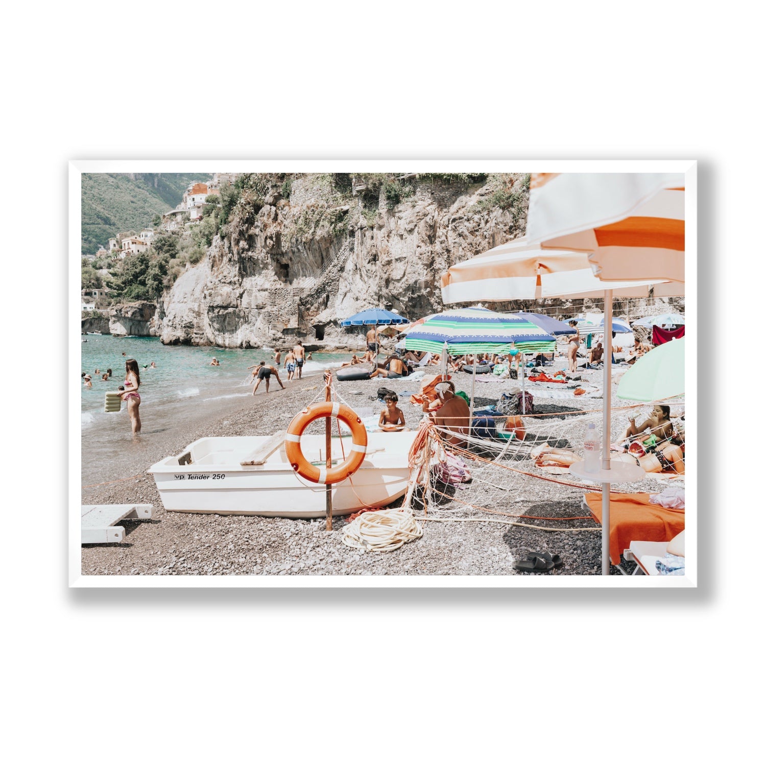Bellezza By The Bay fine art print, Positano, Italy, Statement, White Frame · Full Bleed, Fine Art Print