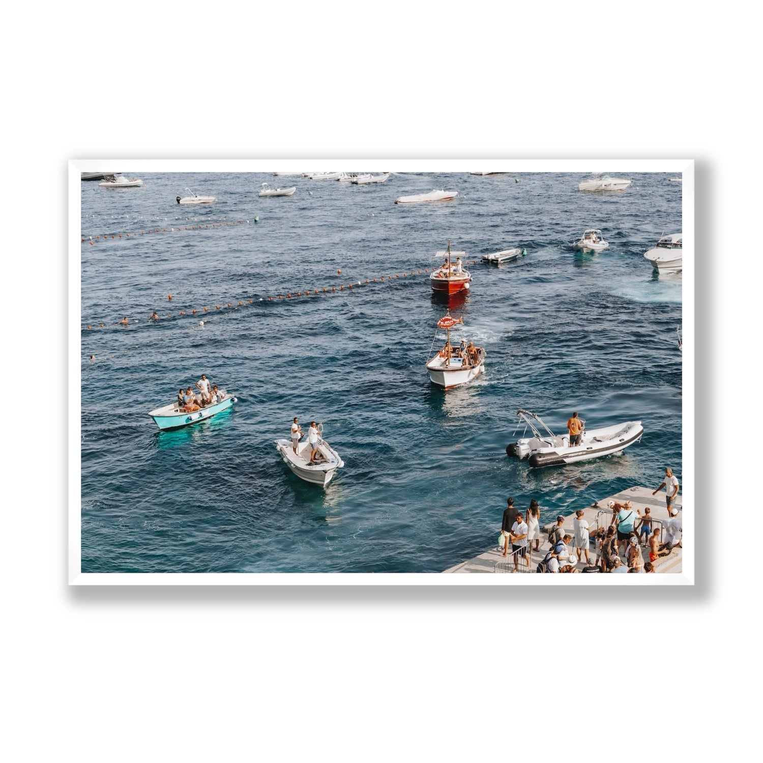 Nautical Parade Positano wall art Statement full-bleed fine art print in white frame