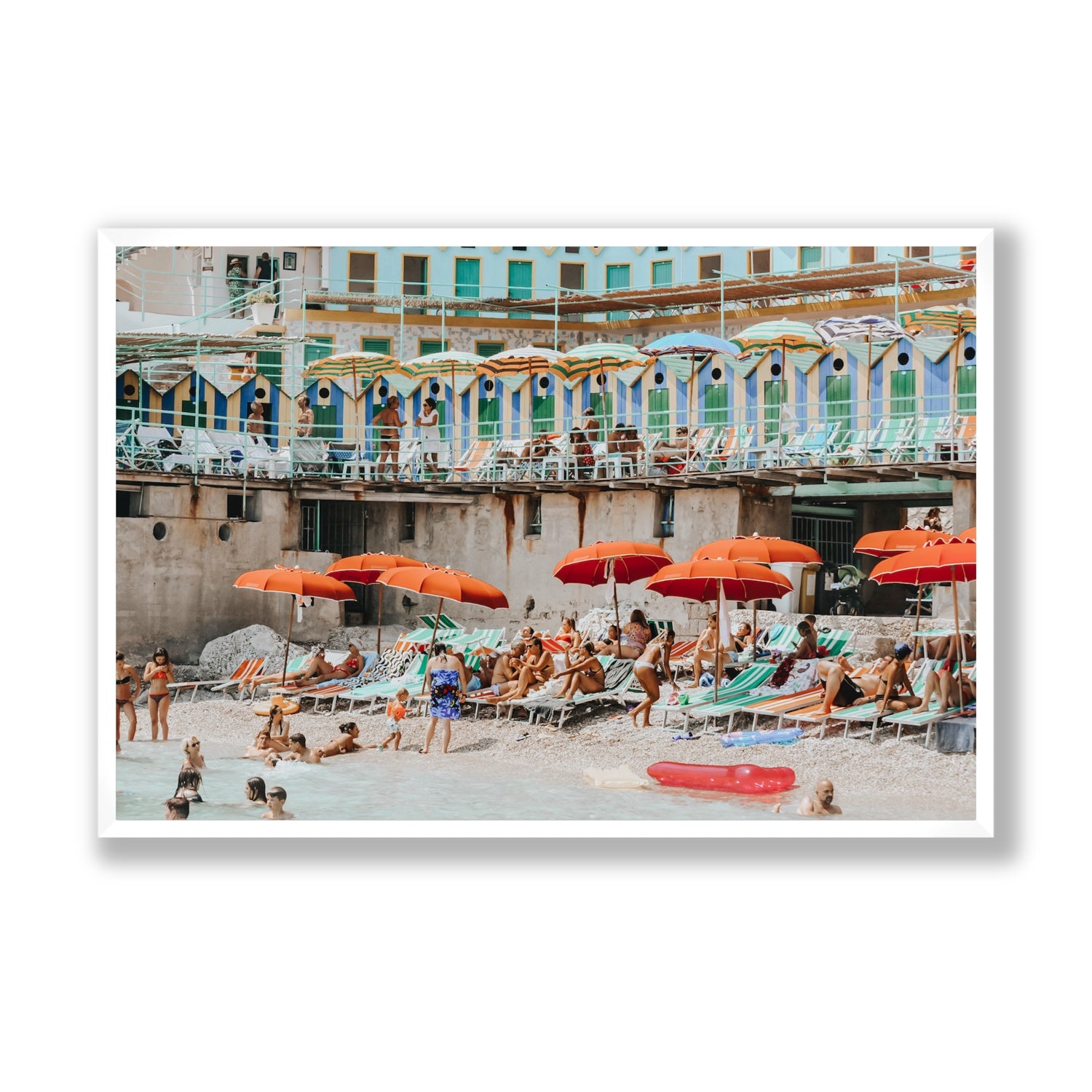 Umbrella Fiesta fine art print, Capri, Italy, Statement, White Frame · Full Bleed, Fine Art Print