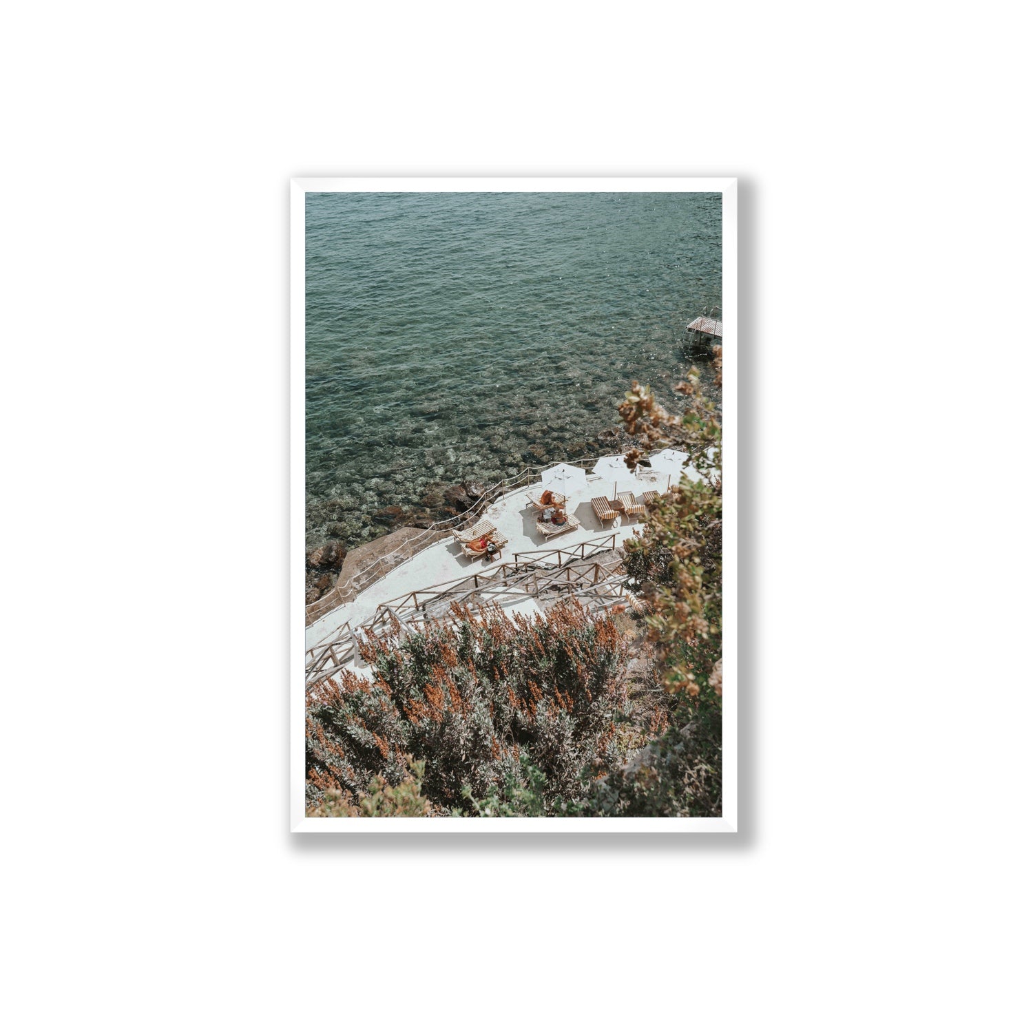 Hidden Gem Tuscany coastal wall art Extra Large full-bleed fine art print in white frame