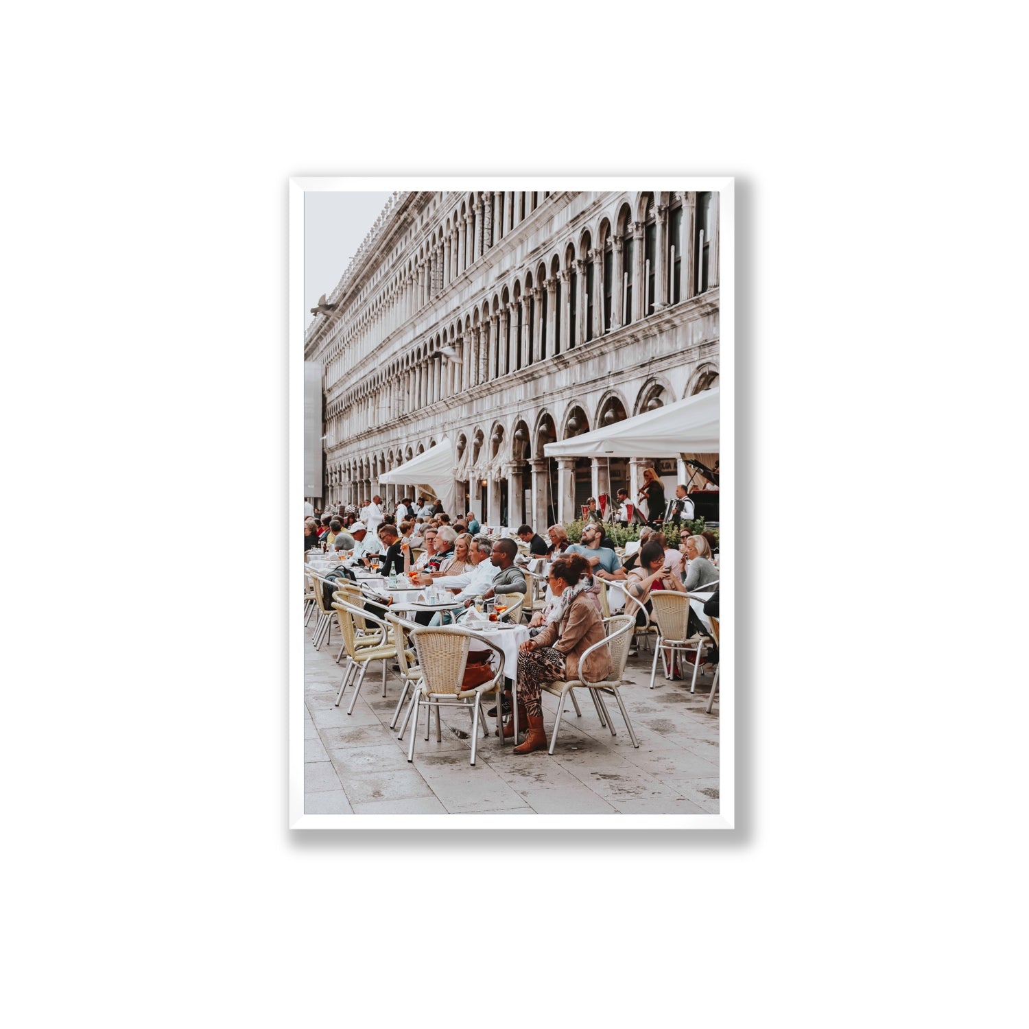 Lunchbreak Venice Italian wall art Extra Large full-bleed fine art print in white frame