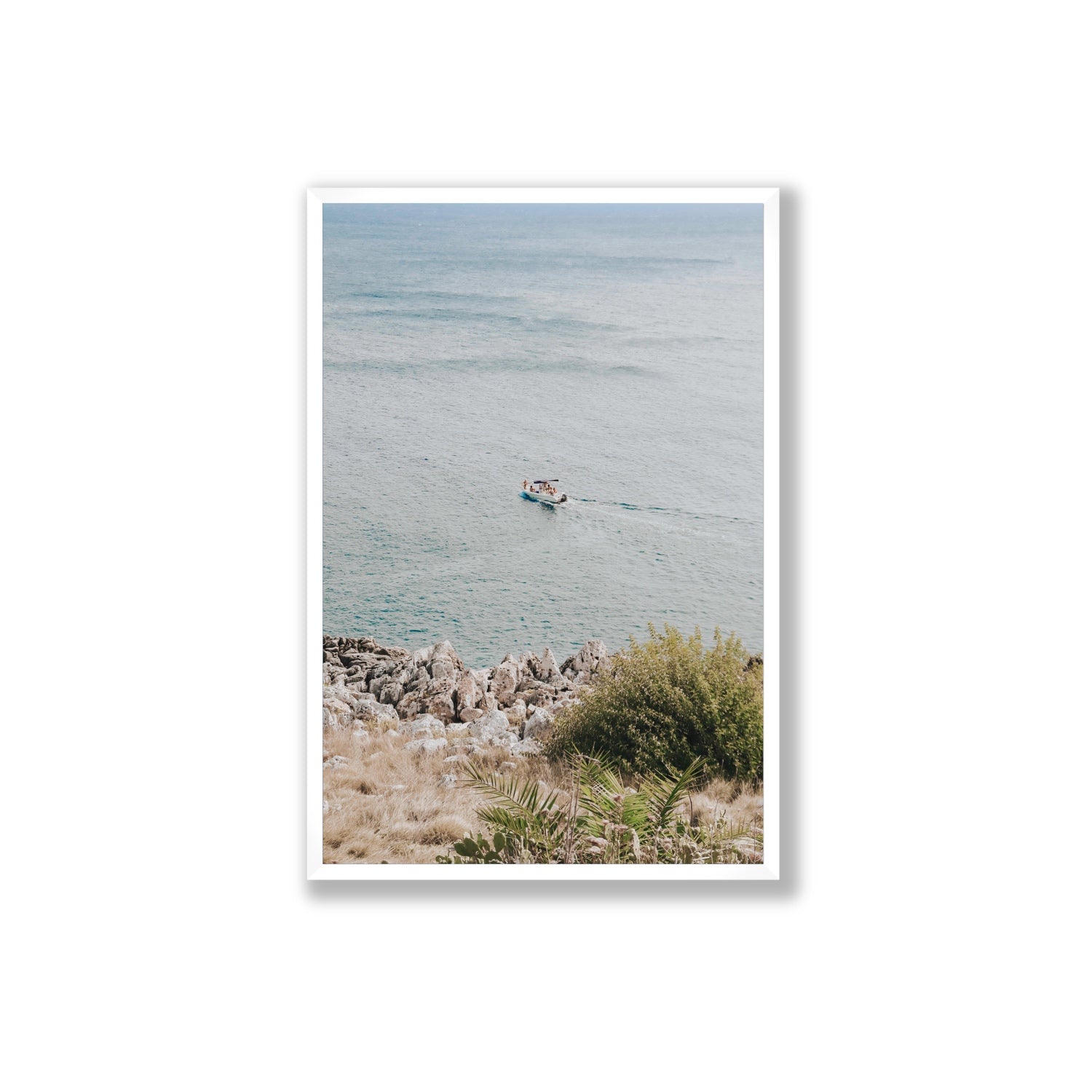 Puglian Departure Puglia coastal Italian wall art Extra Large full-bleed fine art print in white frame