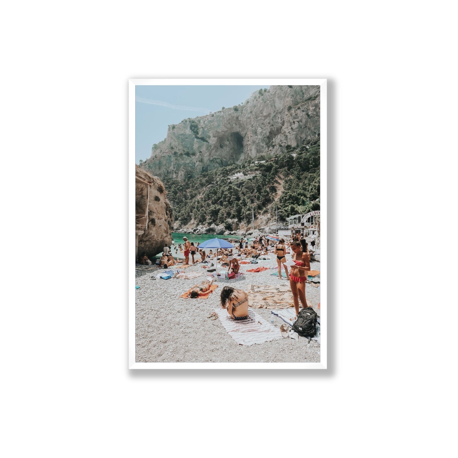 Marina Piccola Capri Mediterranean wall art Extra Large full-bleed fine art print in white frame