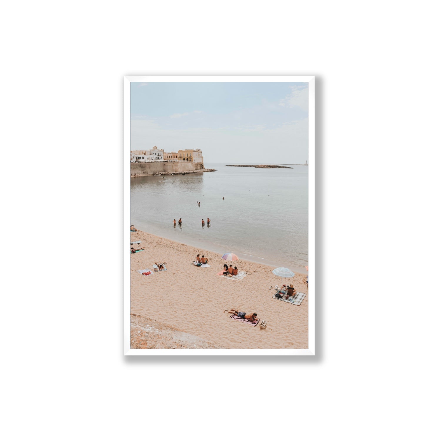Spiaggia della Purita Puglia coastal art print Extra Large full-bleed fine art print in white frame