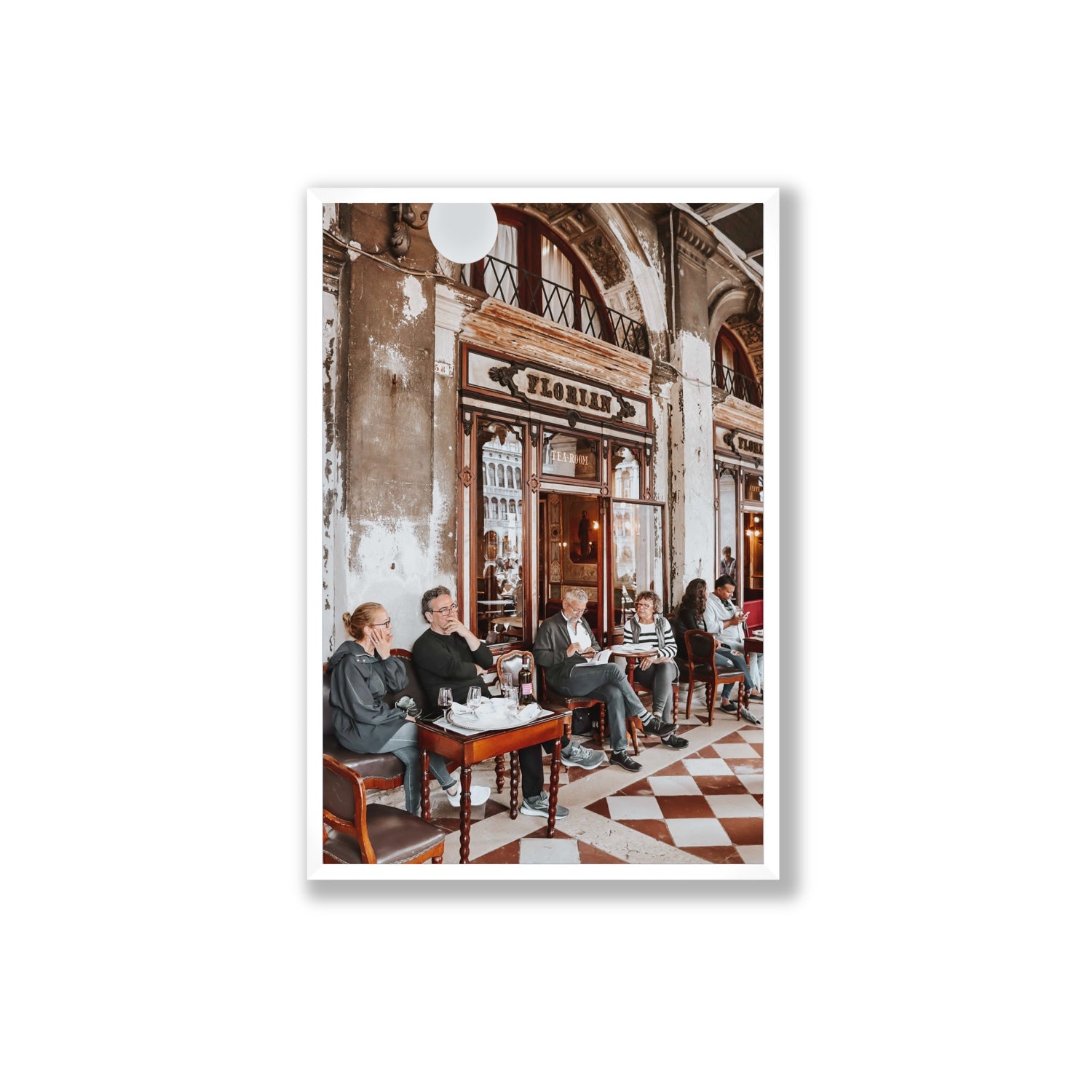 Tea Room Venice Italian wall art Extra Large full-bleed fine art print in white frame