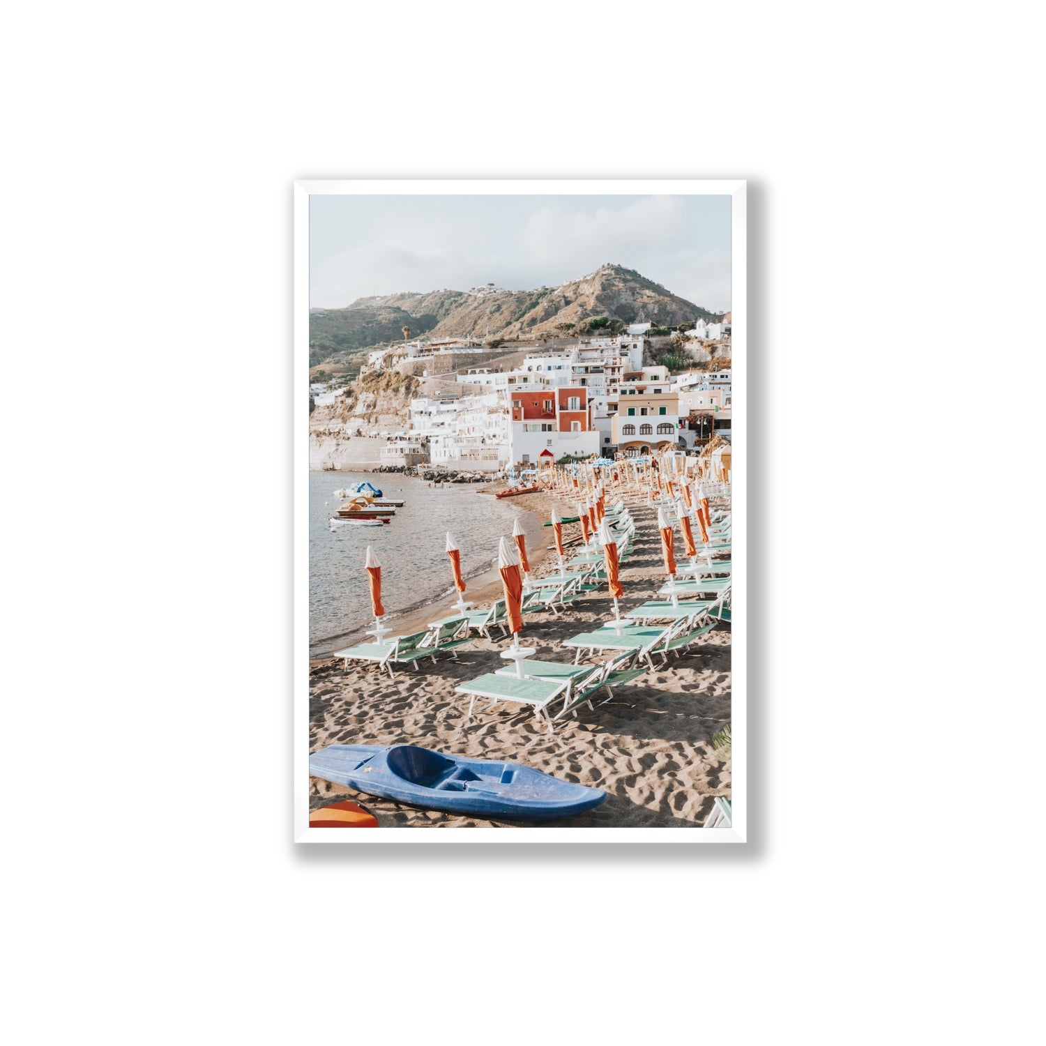 L'Isola del Paradiso Ischia Mediterranean wall art Extra Large full-bleed fine art print in white frame