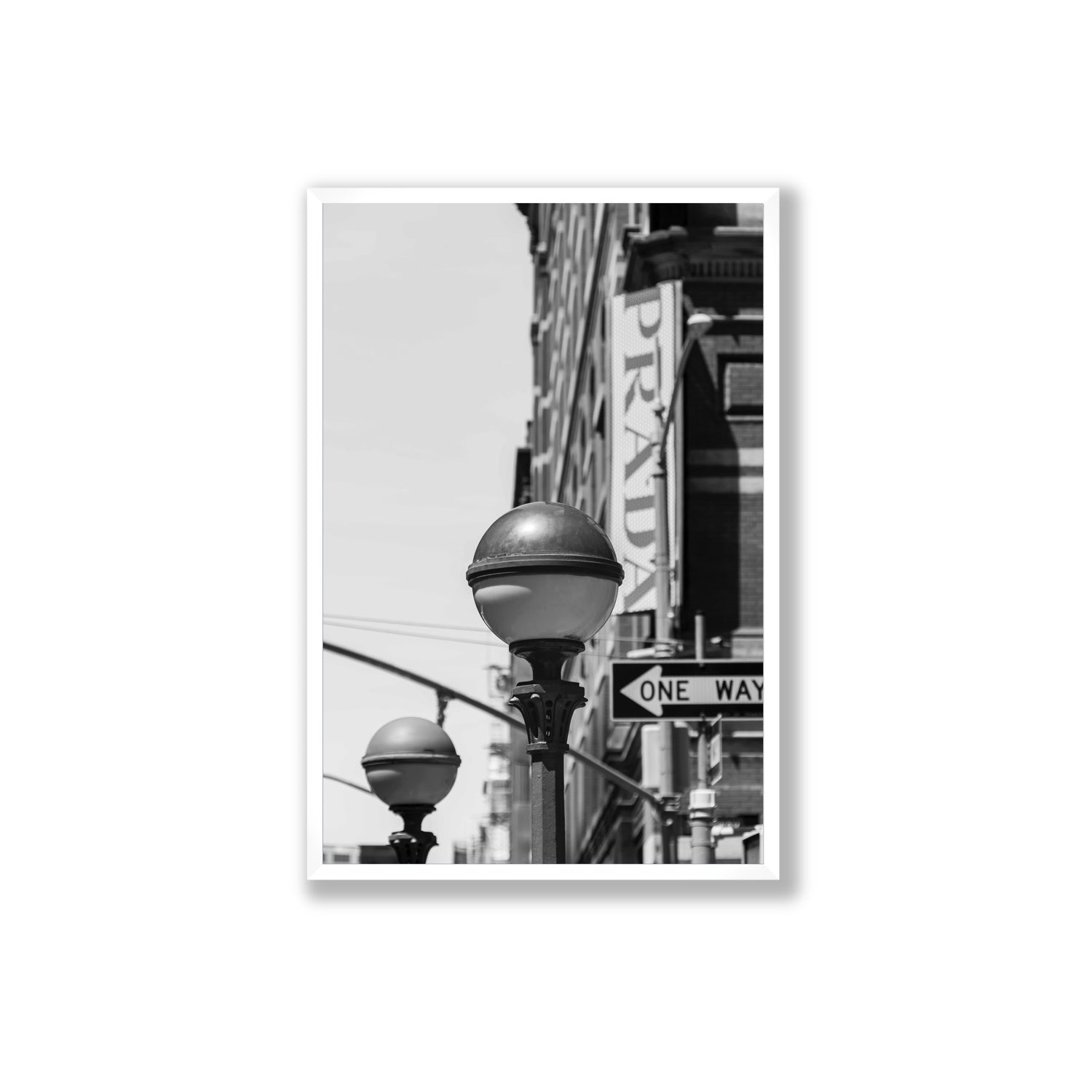 Subway Style New York NYC Black & White wall art Extra Large full-bleed fine art print in white frame