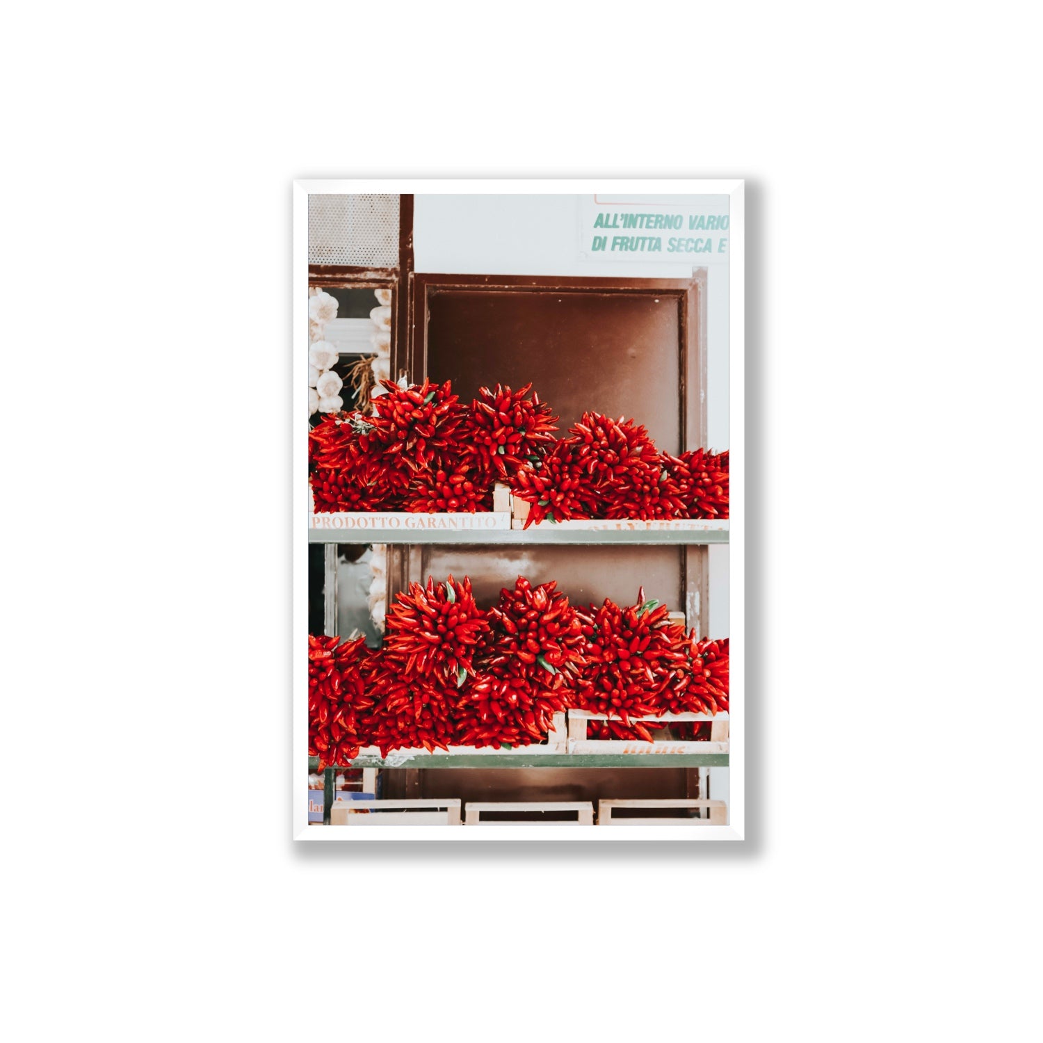Hot Harvest Puglia Italian wall art Extra Large full-bleed fine art print in white frame