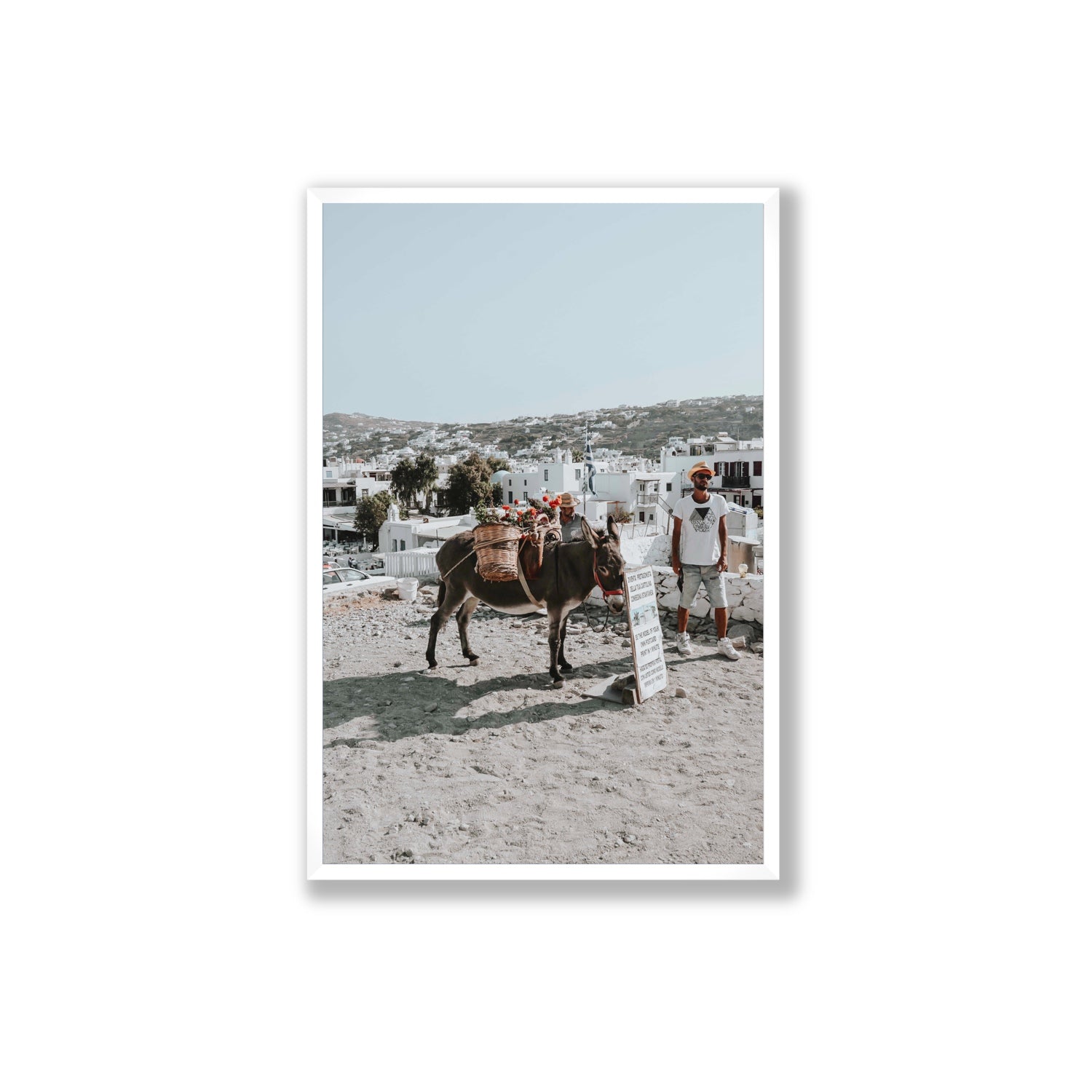 Let The Journey Begin Mykonos Greek island wall art Extra Large full-bleed fine art print in white frame