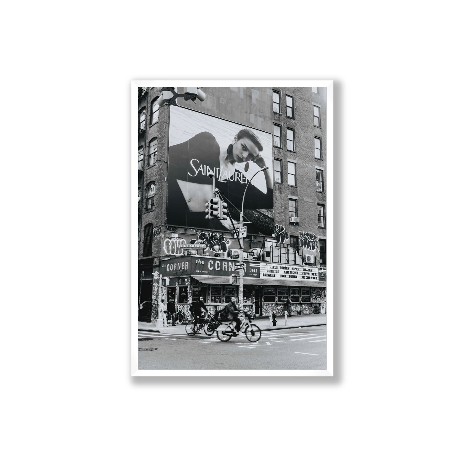 Runway To Rooftops New York NYC Black & White wall art Extra Large full-bleed fine art print in white frame