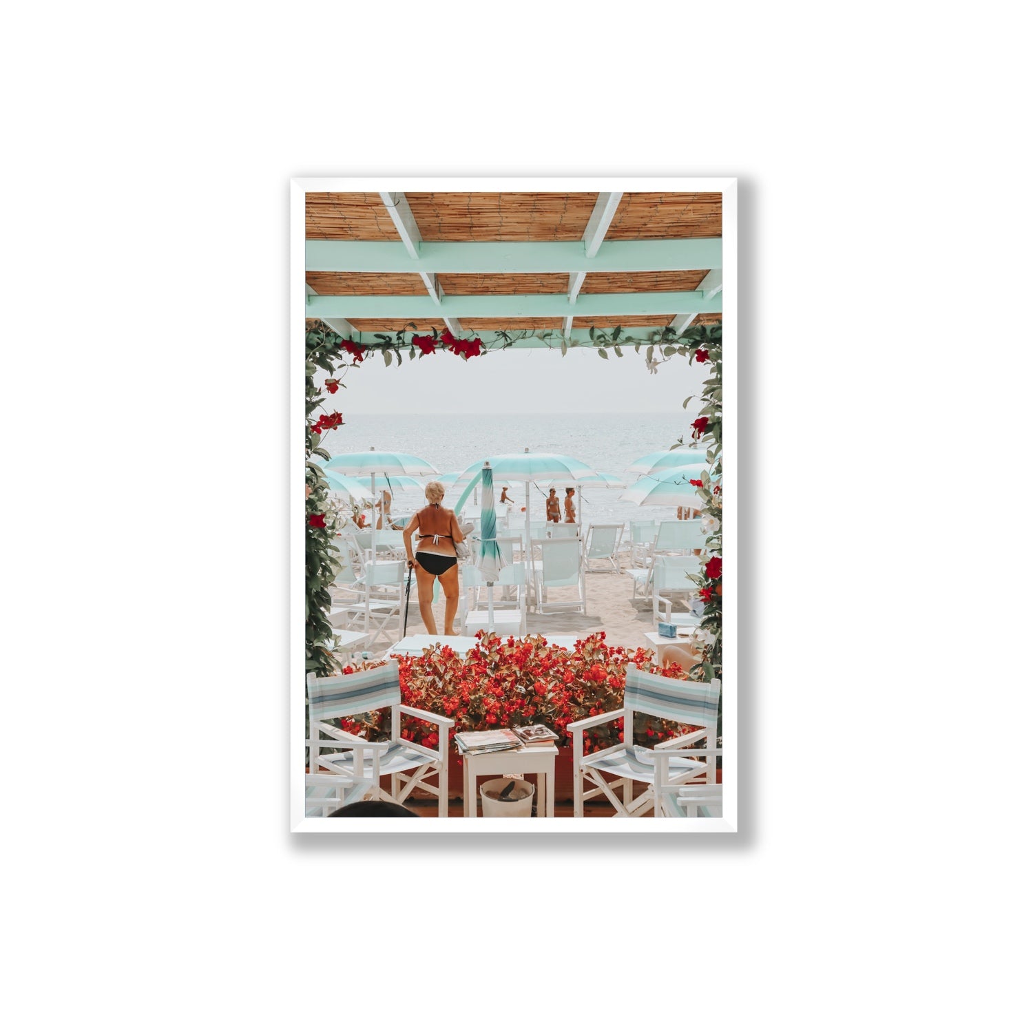 Nonna's Italian Escape Alassio Italian wall art Extra Large full-bleed fine art print in white frame