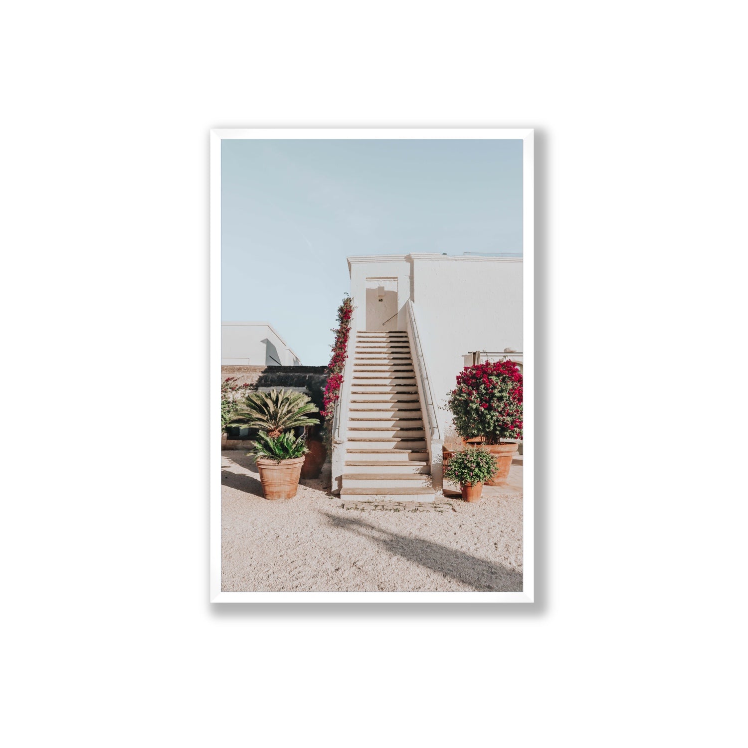 Tranquil Ascent Puglia Italian wall art Extra Large full-bleed fine art print in white frame