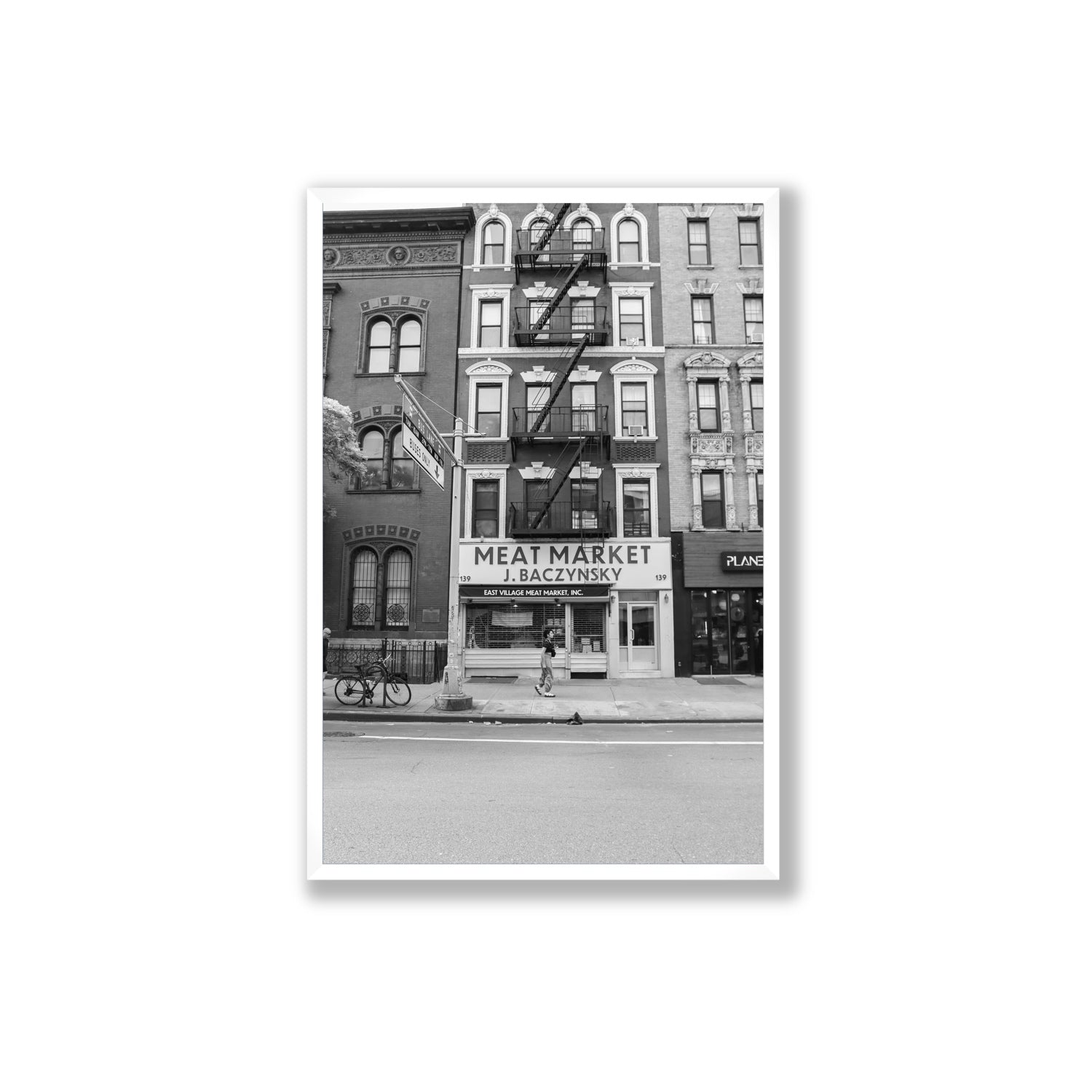 Vertical Village New York NYC Black & White wall art Extra Large full-bleed fine art print in white frame