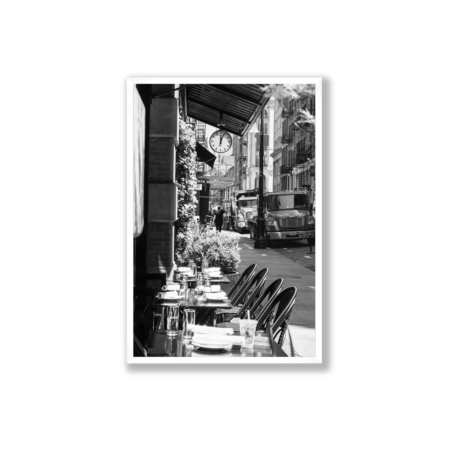 Mercer Street New York NYC Black & White wall art Extra Large full-bleed fine art print in white frame