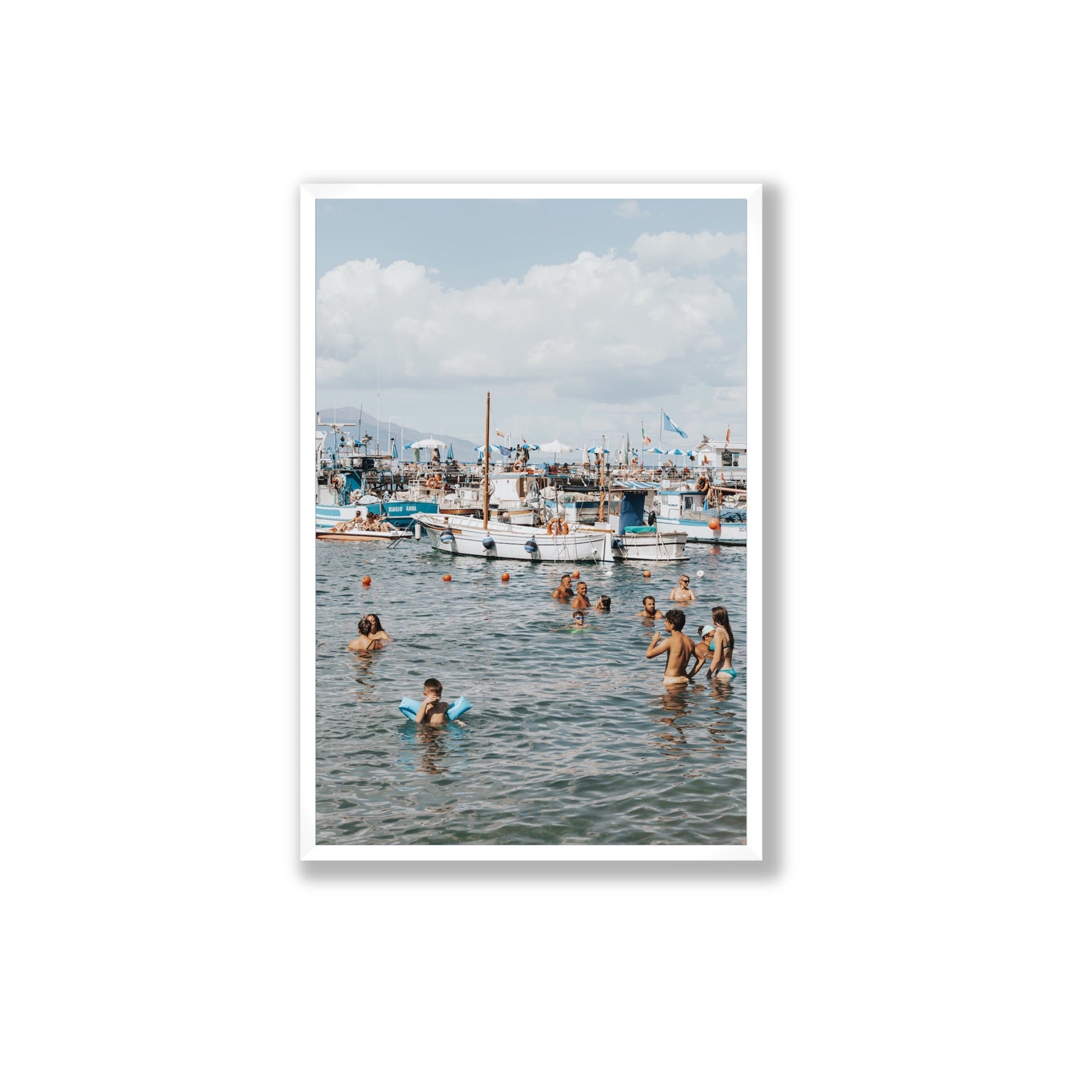 Vacanze Italiane Sorrento Italian coastal wall art Extra Large full-bleed fine art print in white frame