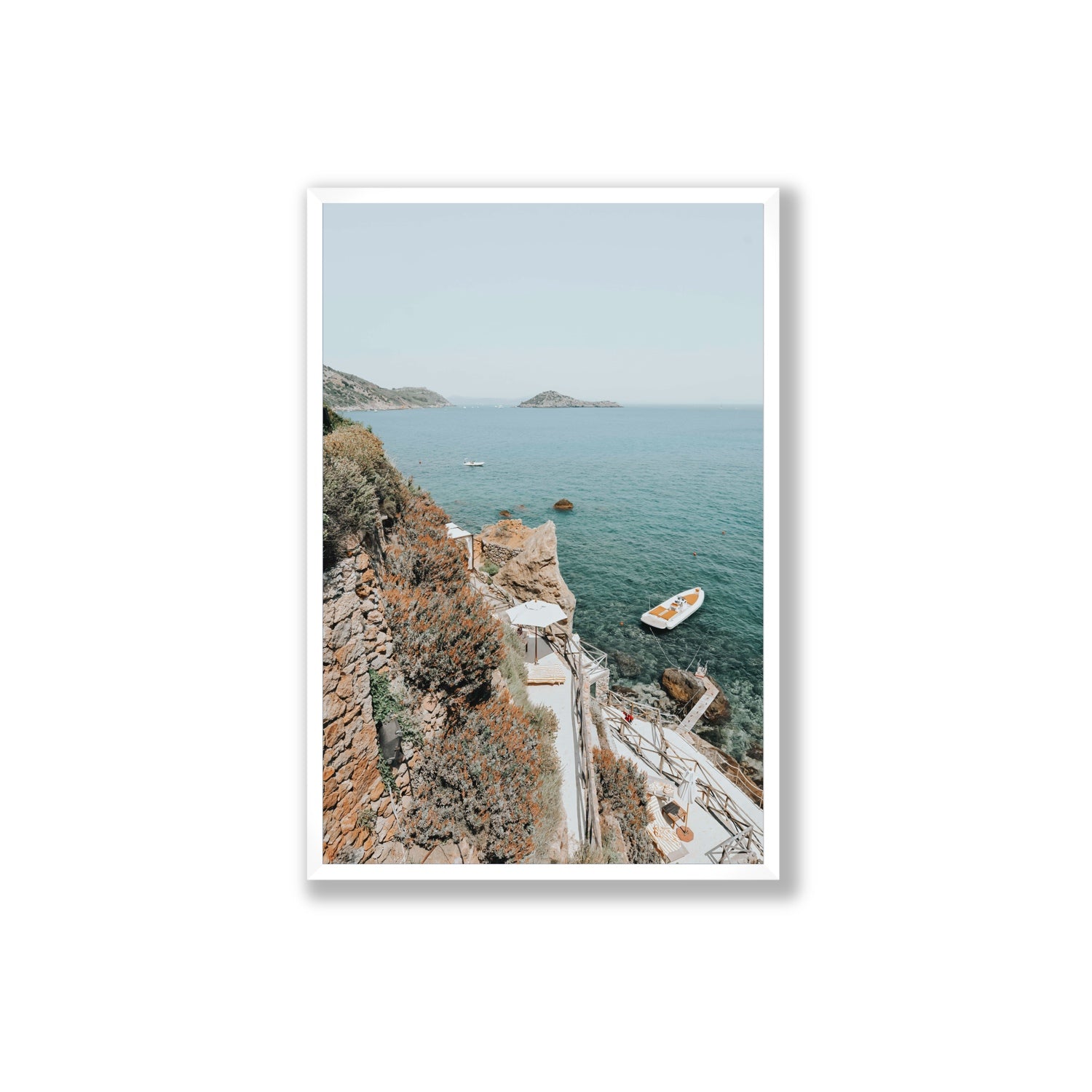 Front Row Seat Tuscany coastal wall art Extra Large full-bleed fine art print in white frame