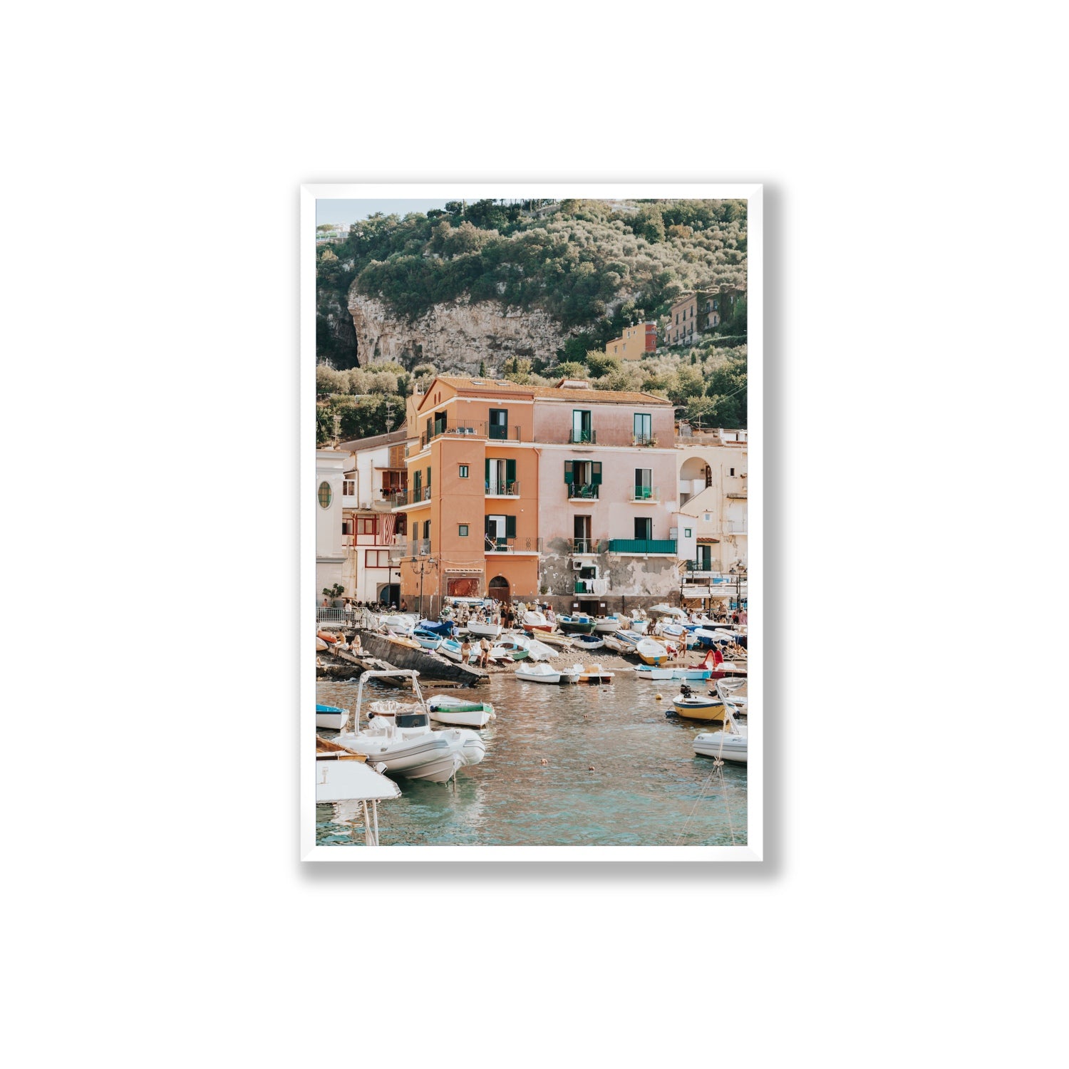 Boatyard Bliss fine art print, Sorrento, Italy, Extra Large, White Frame · Full Bleed, Fine Art Print
