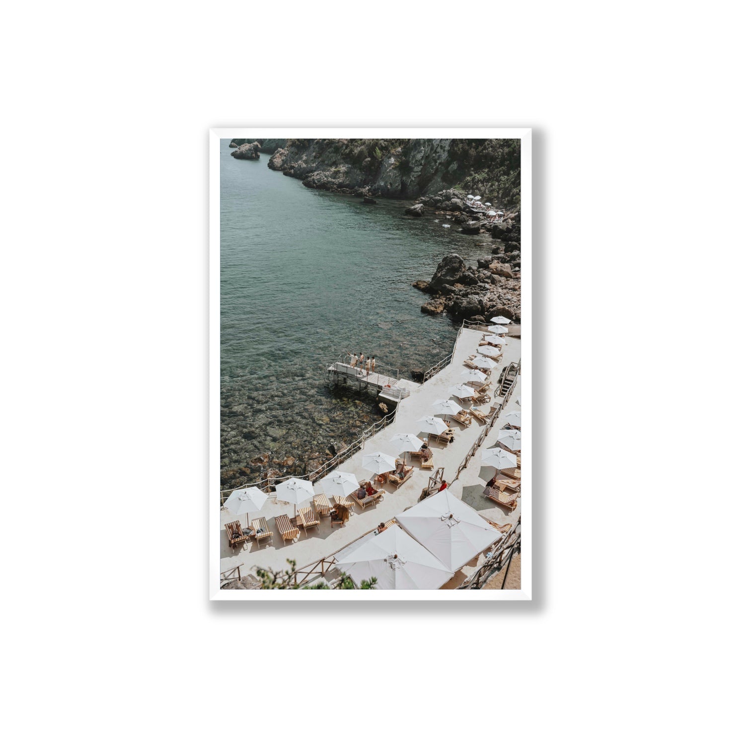Pier Perspectives Tuscany coastal Italian wall art Extra Large full-bleed fine art print in white frame