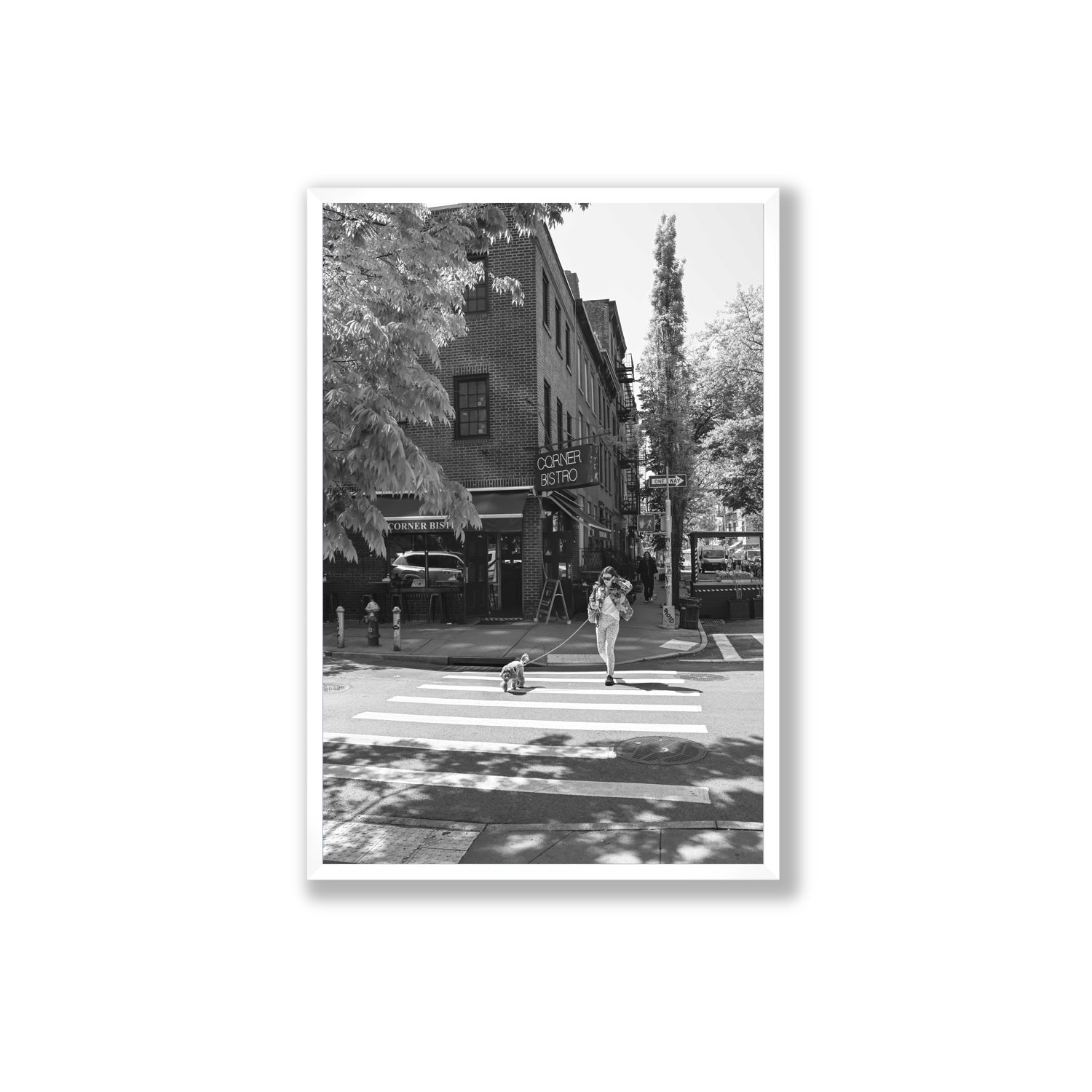 Sunlit Stroll New York NYC Black & White wall art Extra Large full-bleed fine art print in white frame