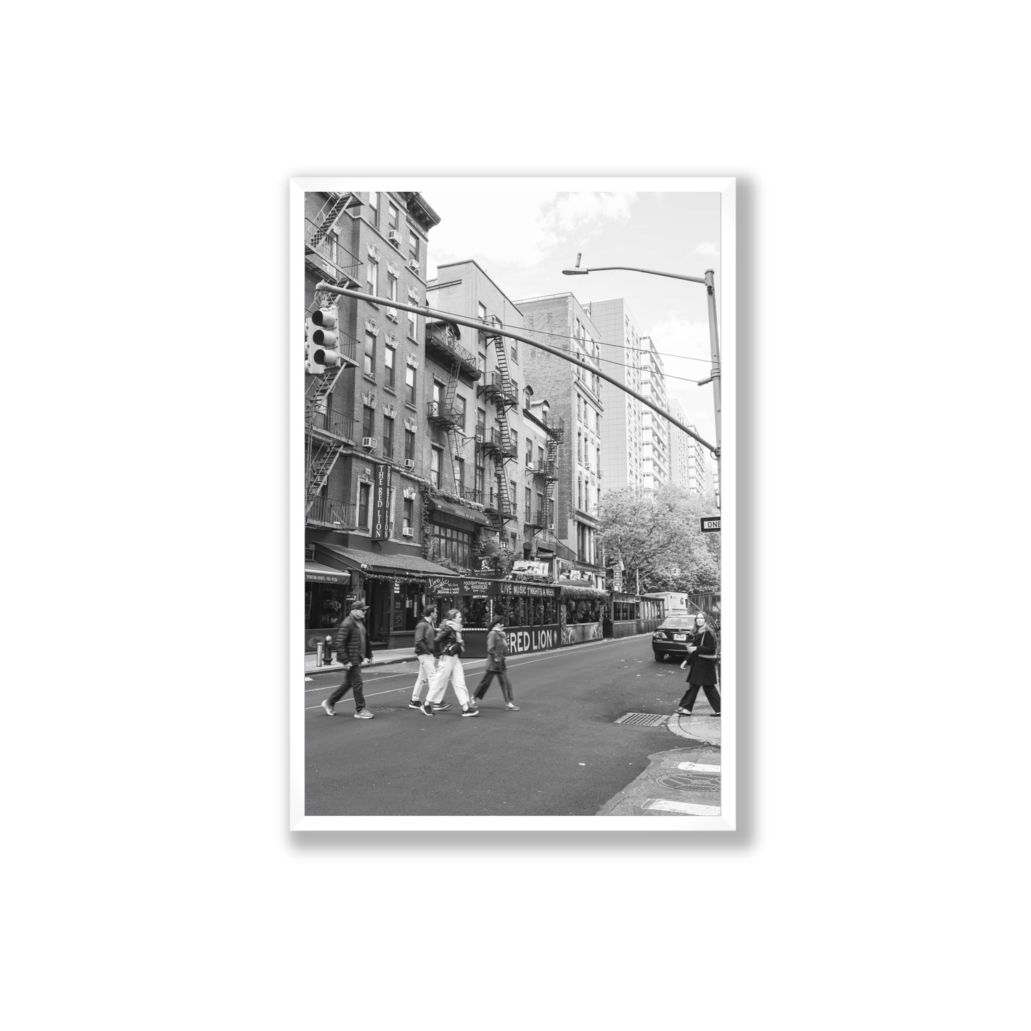 Spectral Streets New York NYC Black & White wall art Extra Large full-bleed fine art print in white frame