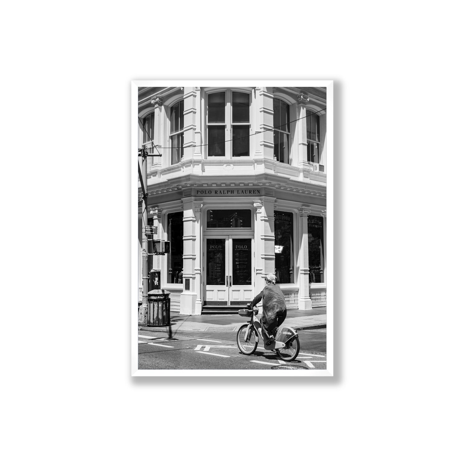 Downtown Rider New York NYC Black & White wall art Extra Large full-bleed fine art print in white frame