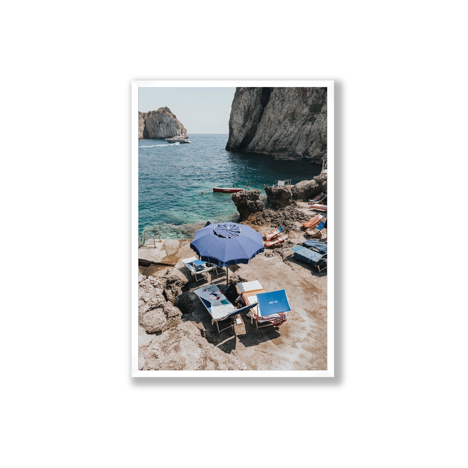 Lonely Loungers fine art print, Capri, Italy, Extra Large, White Frame · Full Bleed, Fine Art Print