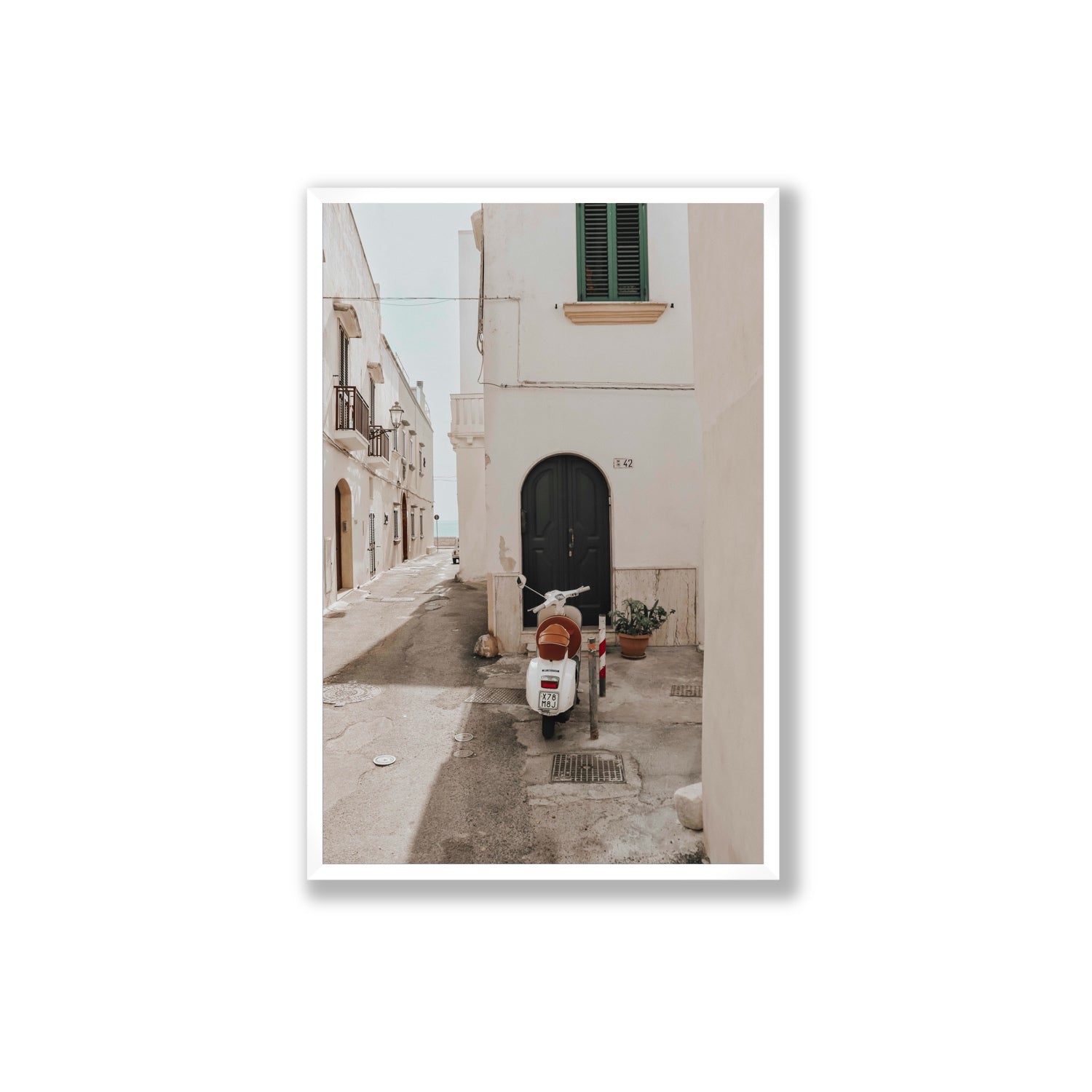 La Casa 42 Puglia Gallipoli Italian wall art Extra Large full-bleed fine art print in white frame