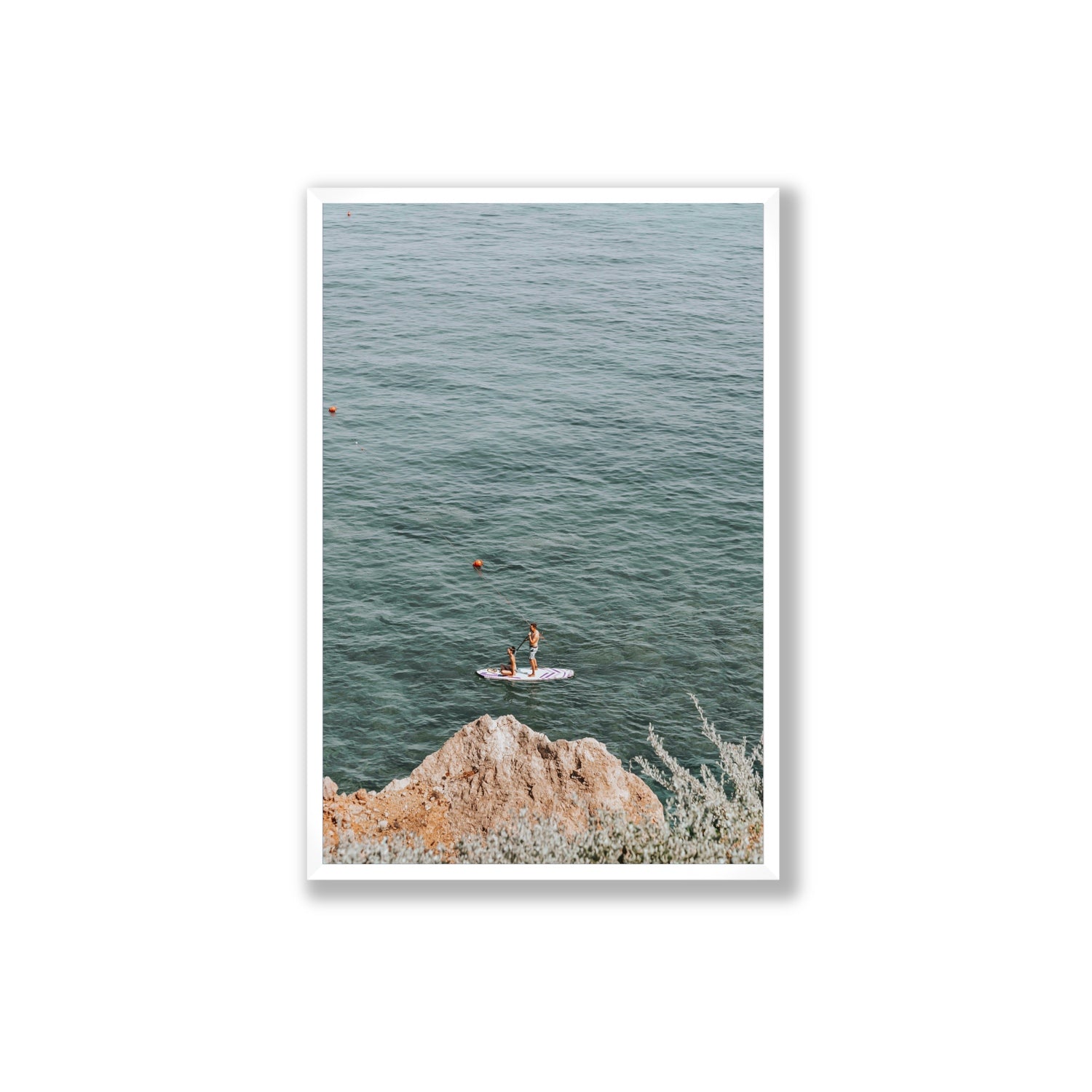 Into The Vibe Without Getting Wet Tuscany coastal wall art Extra Large full-bleed fine art print in white frame