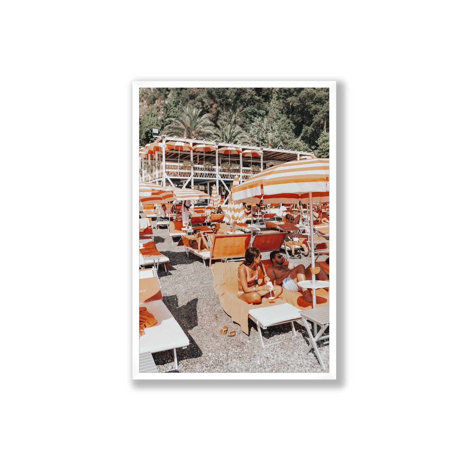 Lounging In Lido fine art print, Positano, Italy, Extra Large, White Frame · Full Bleed, Fine Art Print
