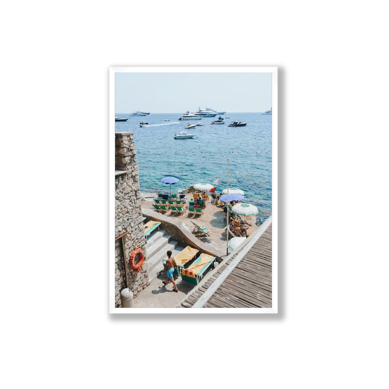 Canzone di Capri Capri Italian beach wall art Extra Large full-bleed fine art print in white frame